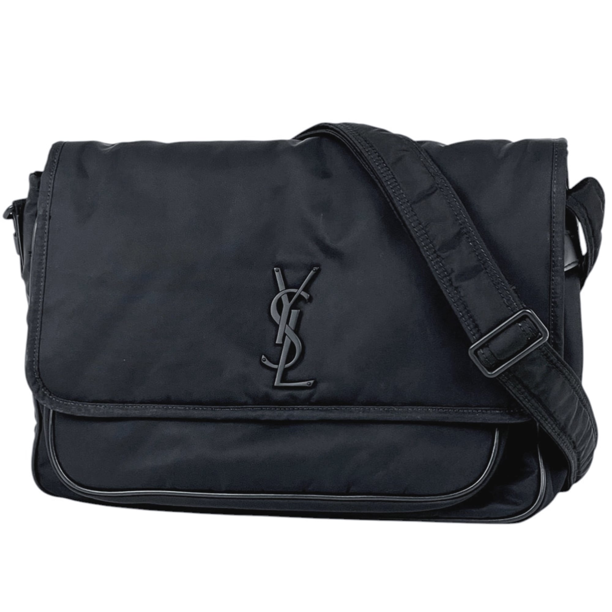 Yves Saint Laurent Black Nylon Messenger Bag Shoulder Bag (Pre-Owned)