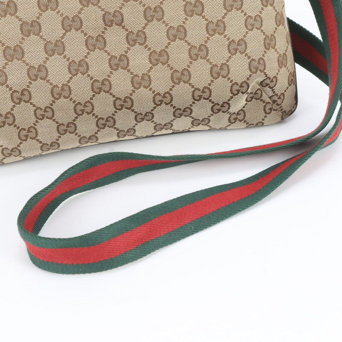 Gucci Brown Leather Canvas Messenger Bag Shoulder Bag (Pre-Owned)