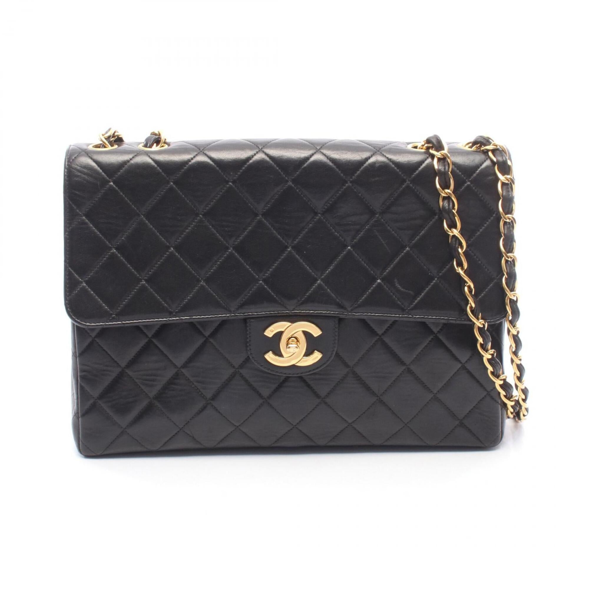 Chanel Black Leather Handbag Shoulder Bag (Pre-Owned)