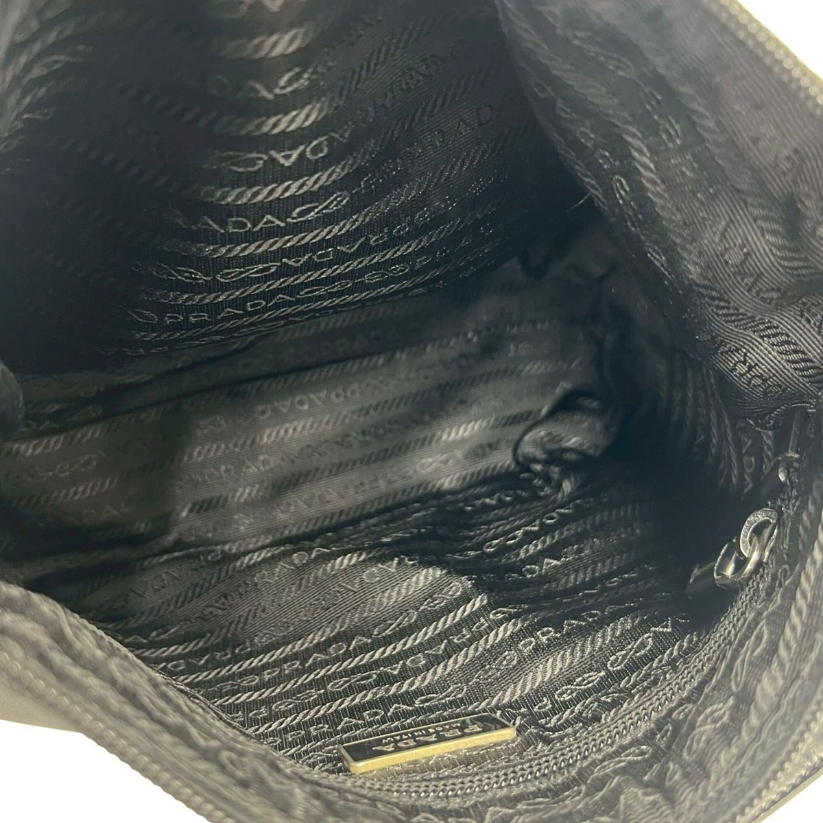 Prada Black Nylon Leather Handbag Shoulder Bag Tote Bag (Pre-Owned)
