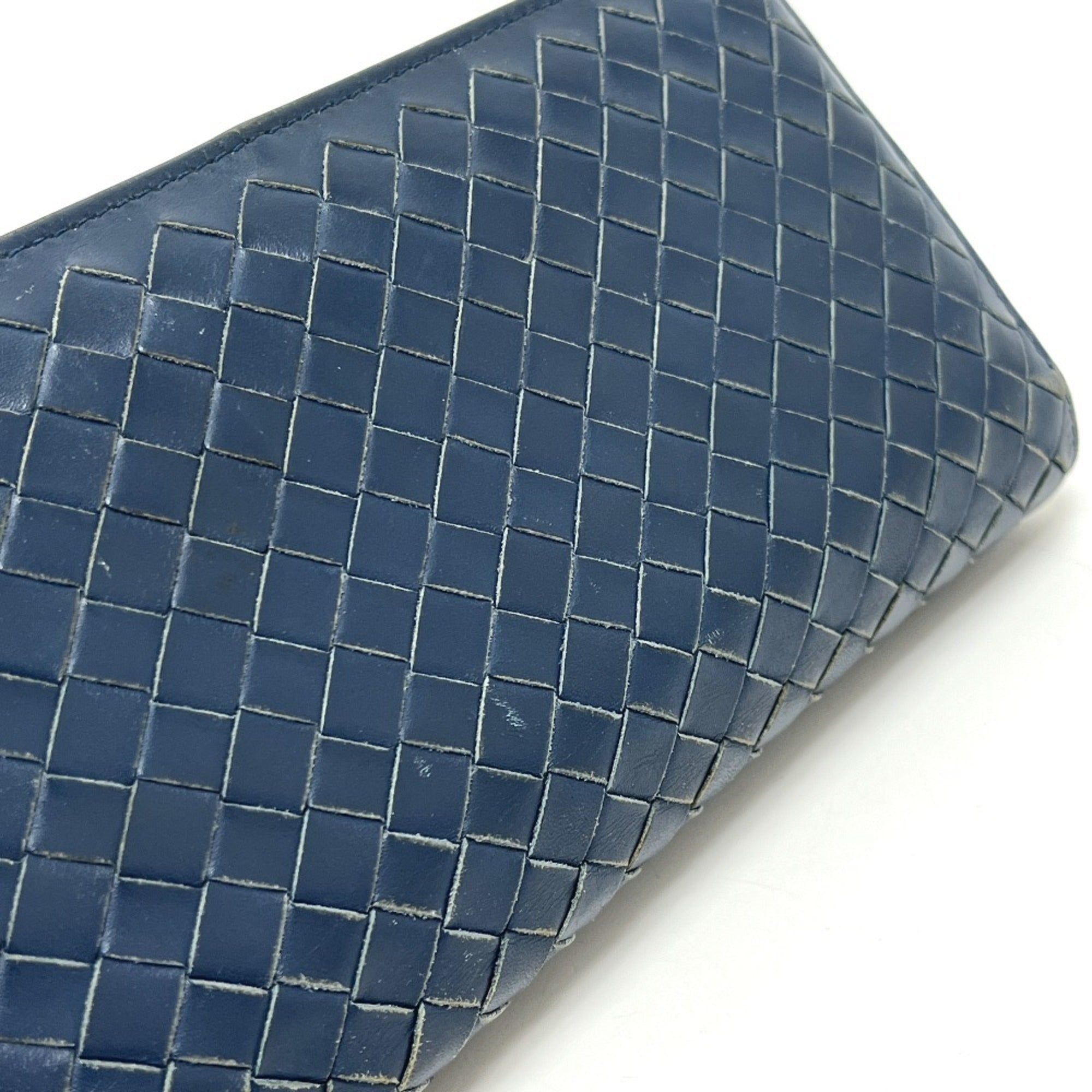 Bottega Veneta Blue Leather Long Wallet (Bi-Fold) (Pre-Owned)