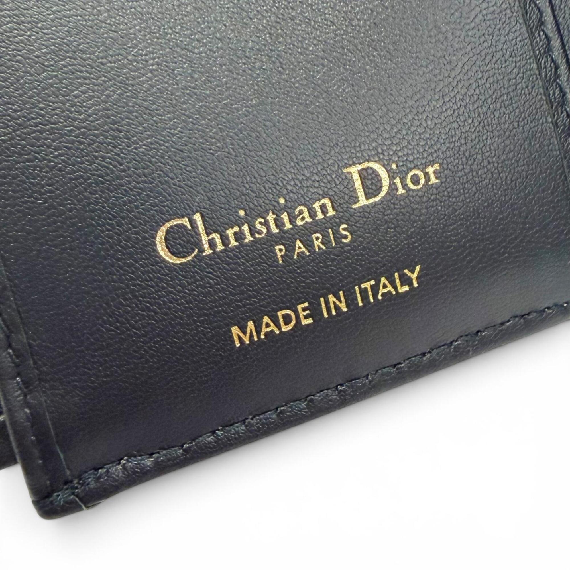 Christian Dior Navy Cotton Leather Wallet (Tri-Fold) (Pre-Owned)