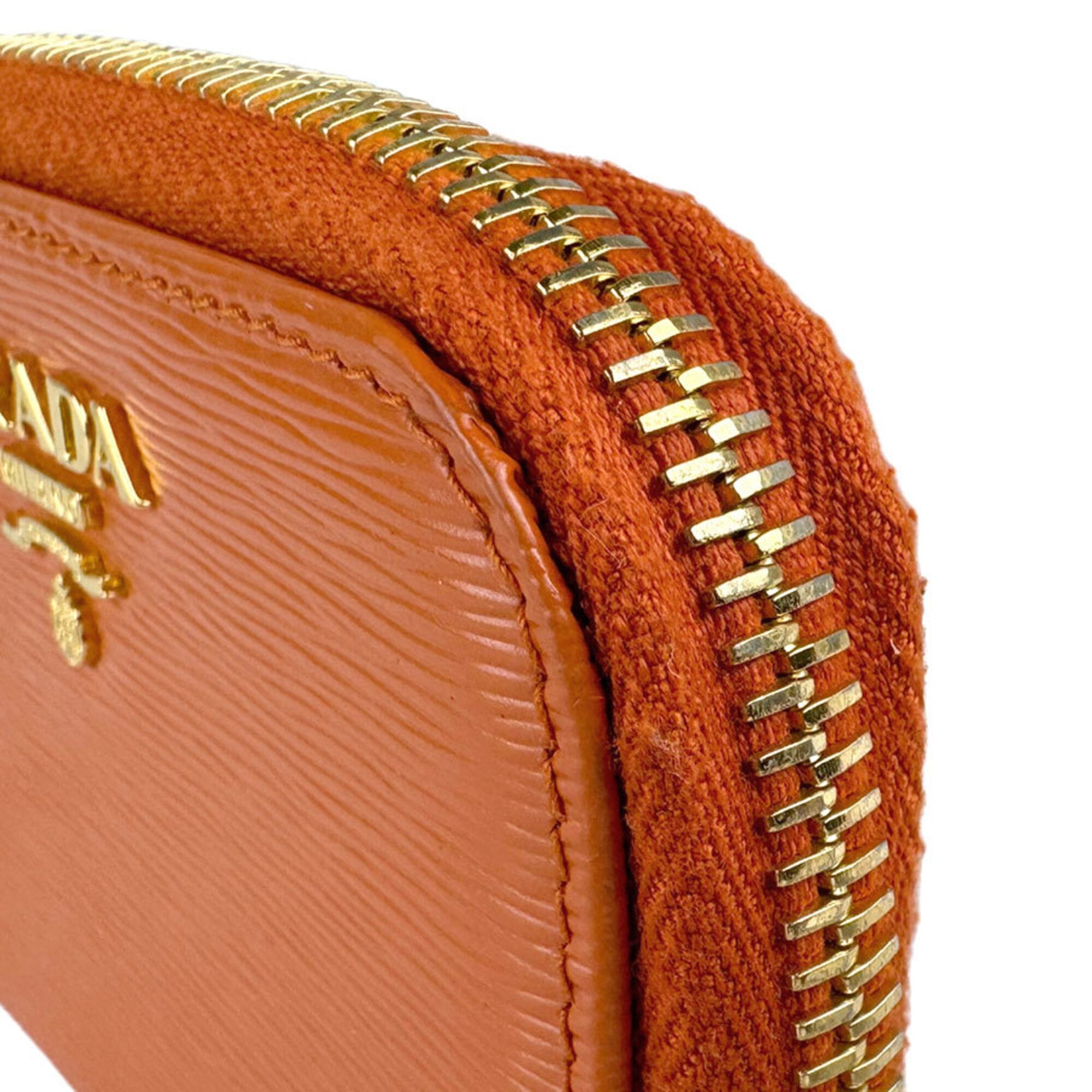 Prada Orange Leather Coin Purse/Coin Case (Pre-Owned)