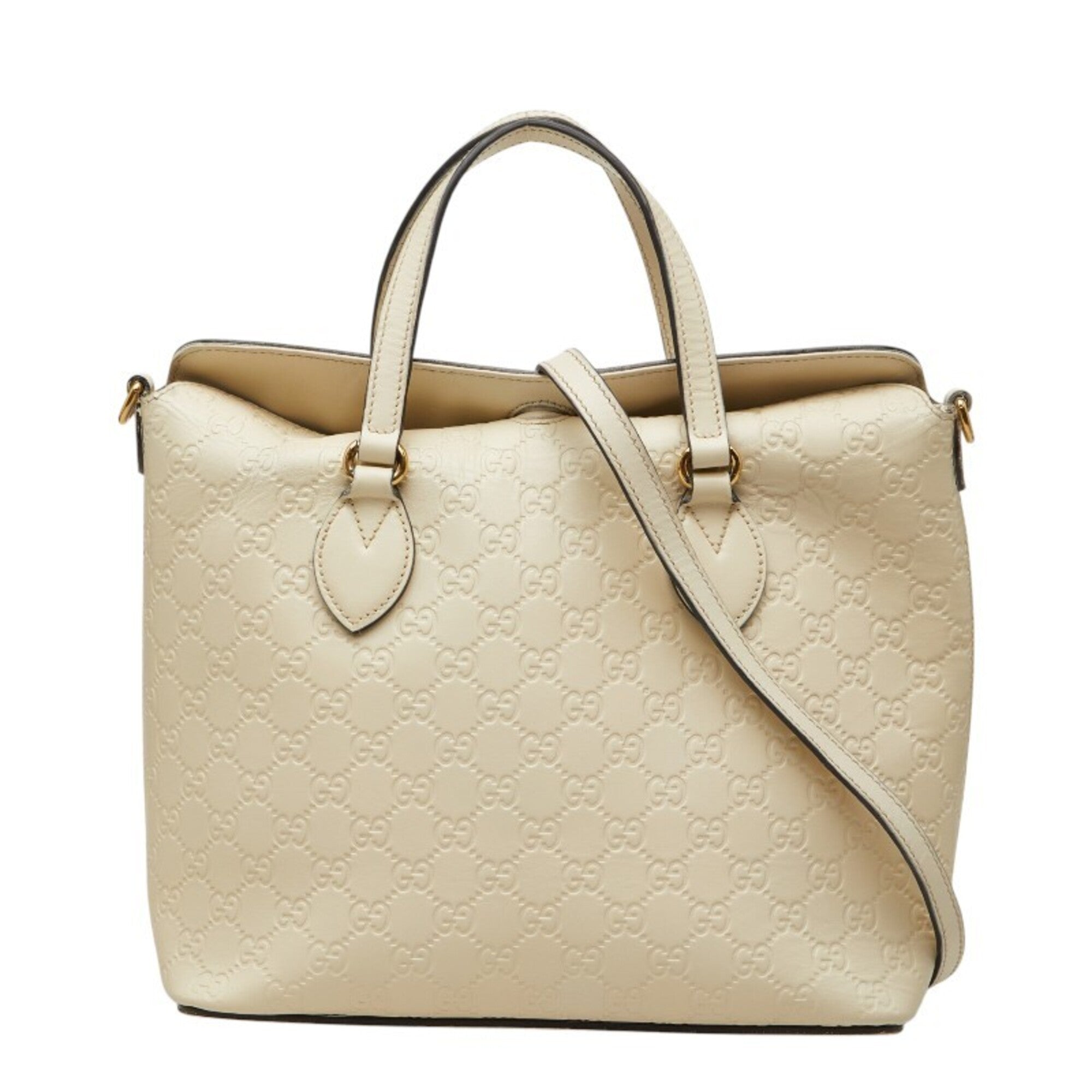 Gucci White Leather Handbag Shoulder Bag (Pre-Owned)