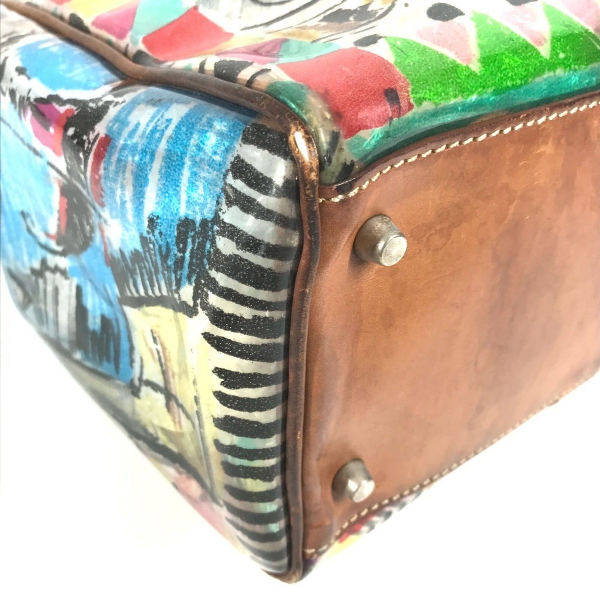 Prada Multi-Color Vinyl Shoulder Bag Tote Bag (Pre-Owned)
