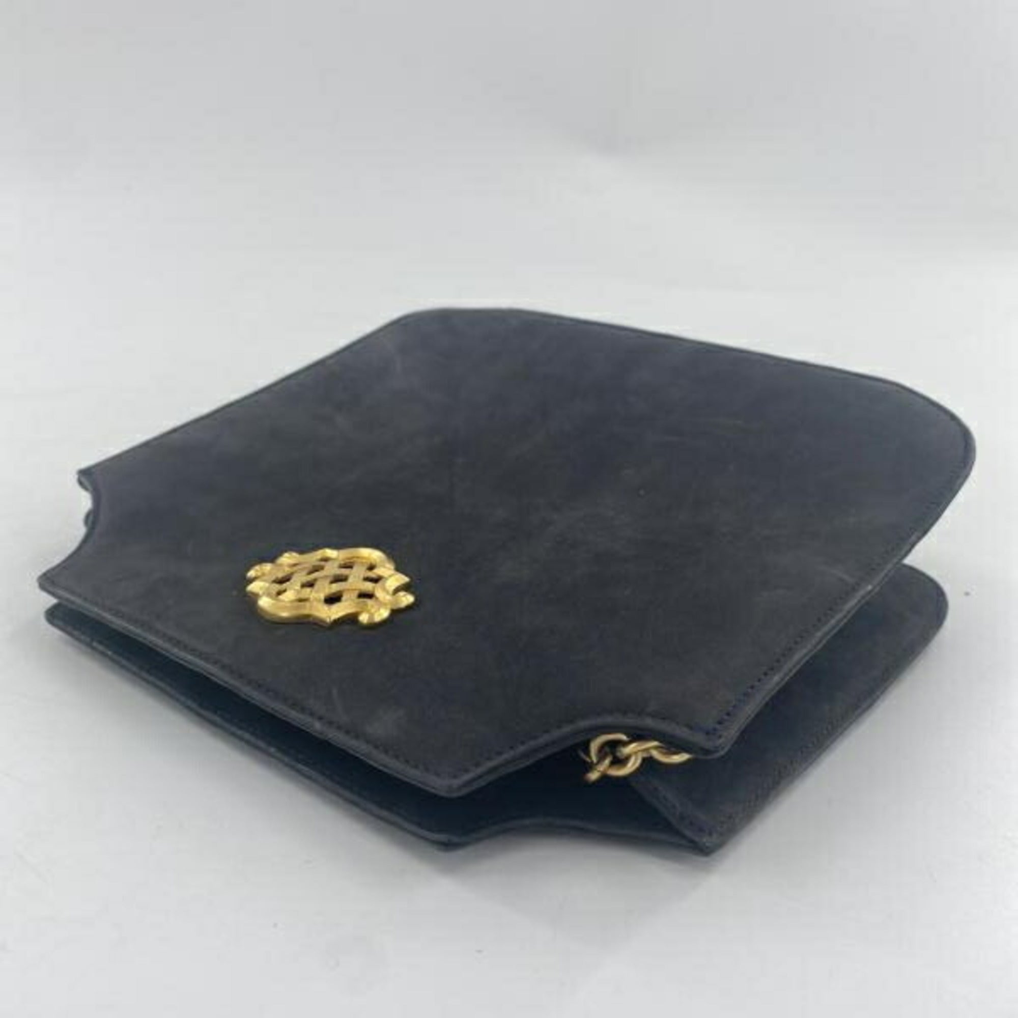 Bally Black Blue Suede Shoulder Bag (Pre-Owned)
