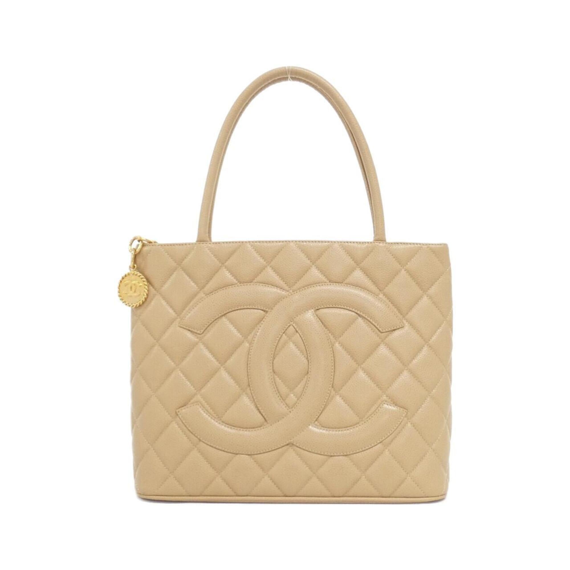 Chanel Beige Grained Calfskin Handbag (Pre-Owned)