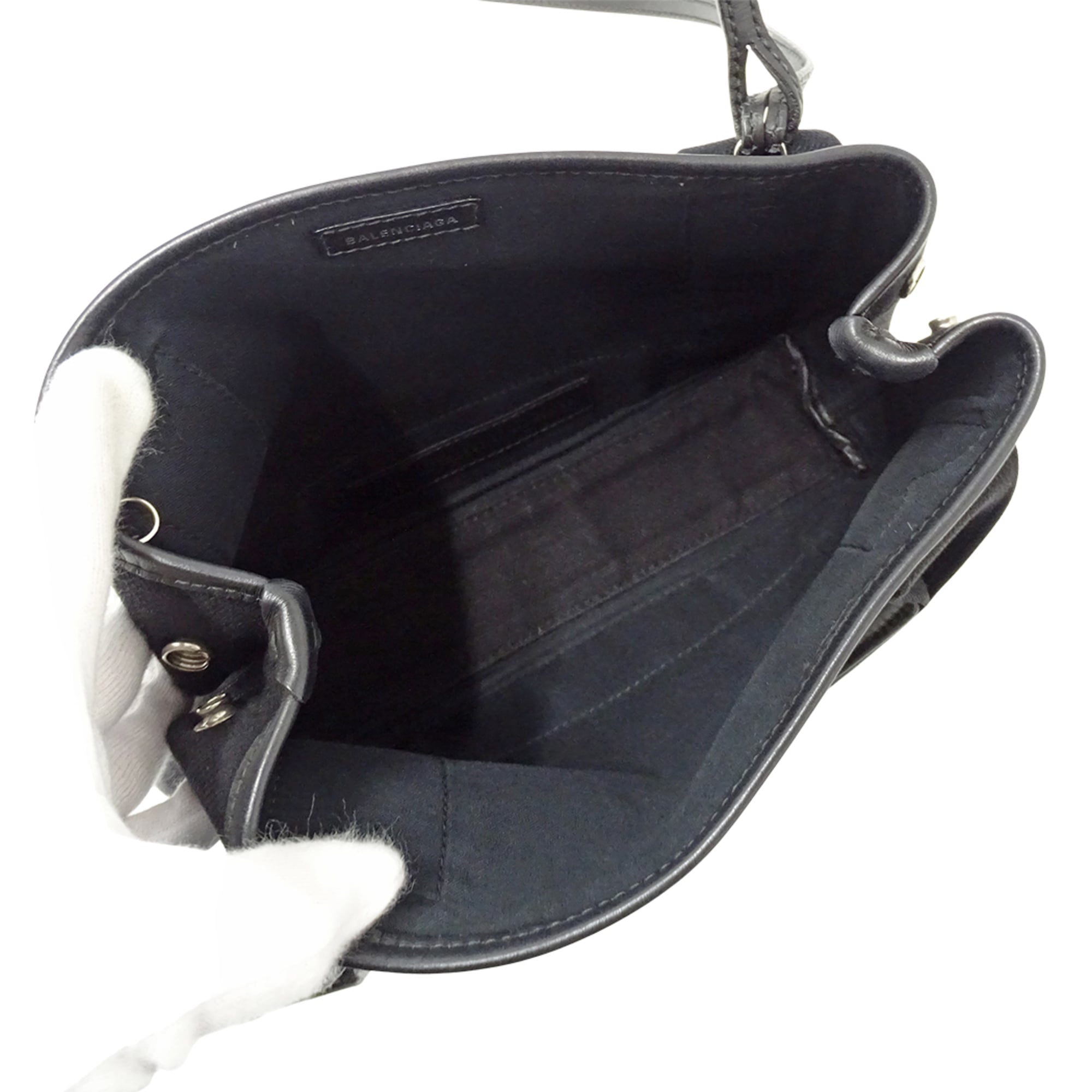 Balenciaga Black Canvas Handbag Pouch Shoulder Bag (Pre-Owned)