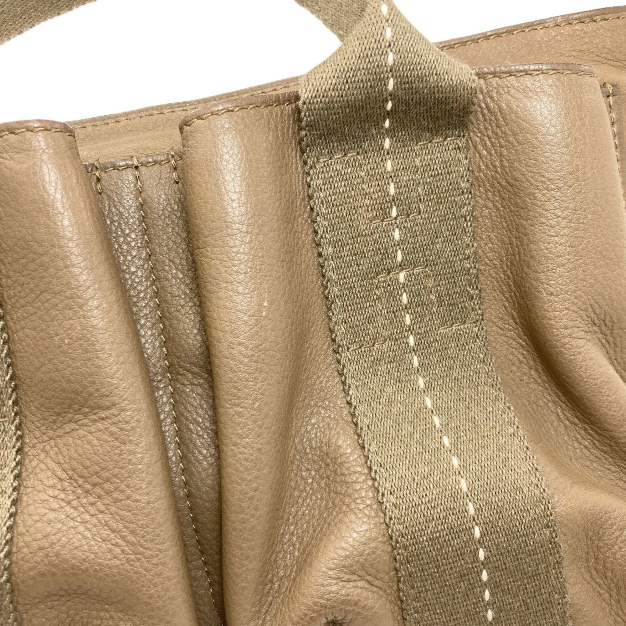 Hermes Caravan Horizontal Khaki Canvas Veau Derma Handbag (Pre-Owned)