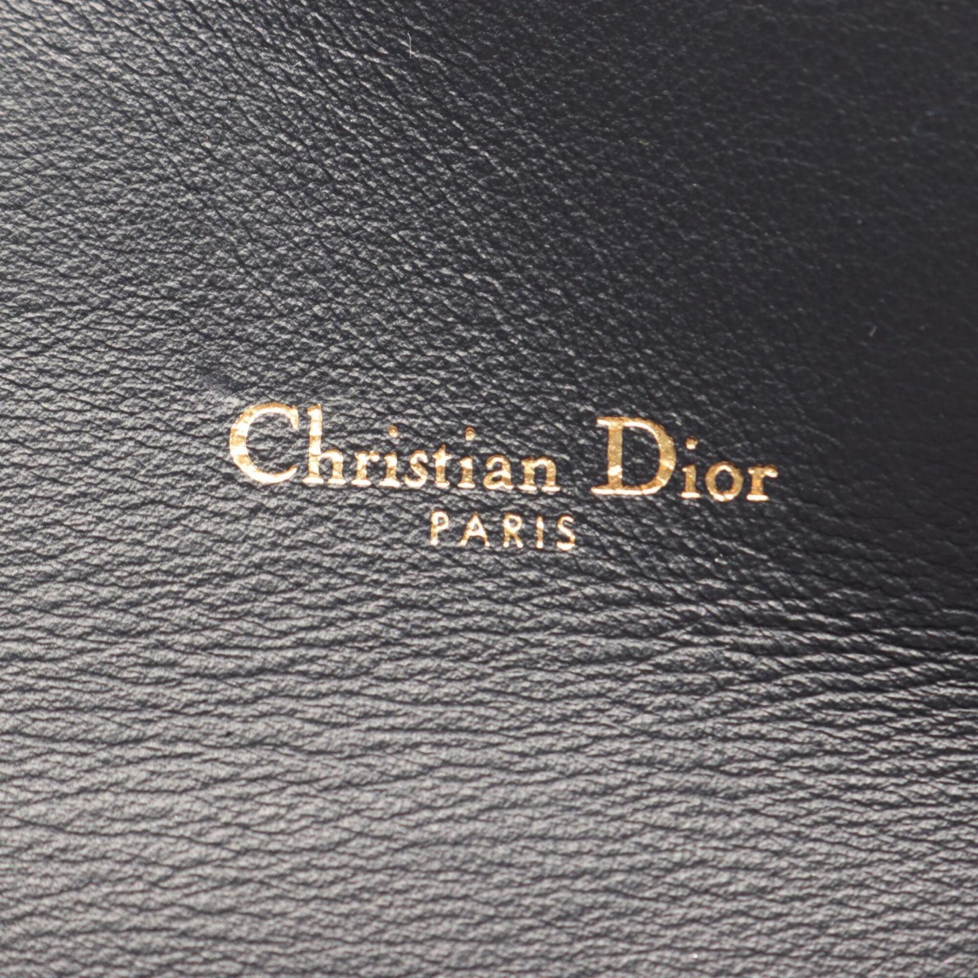 Christian Dior Beige Navy Canvas Leather Shoulder Bag (Pre-Owned)
