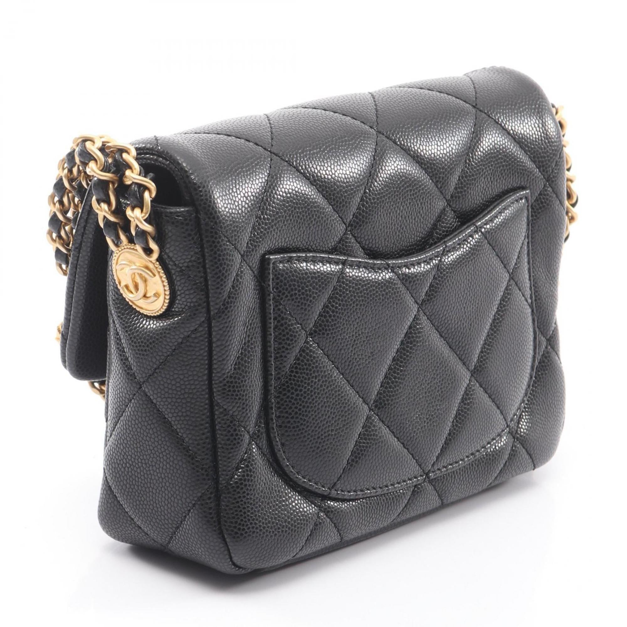 Chanel Black Leather Handbag Shoulder Bag (Pre-Owned)