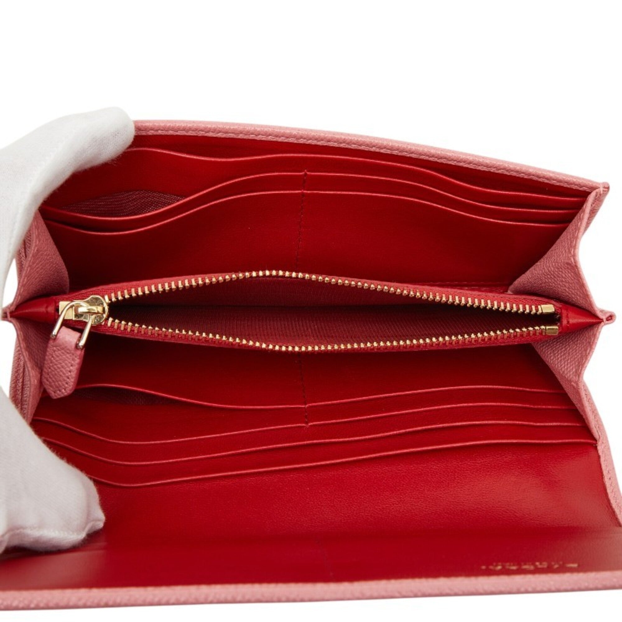 Bvlgari Pink Leather Long Wallet (Bi-Fold) (Pre-Owned)
