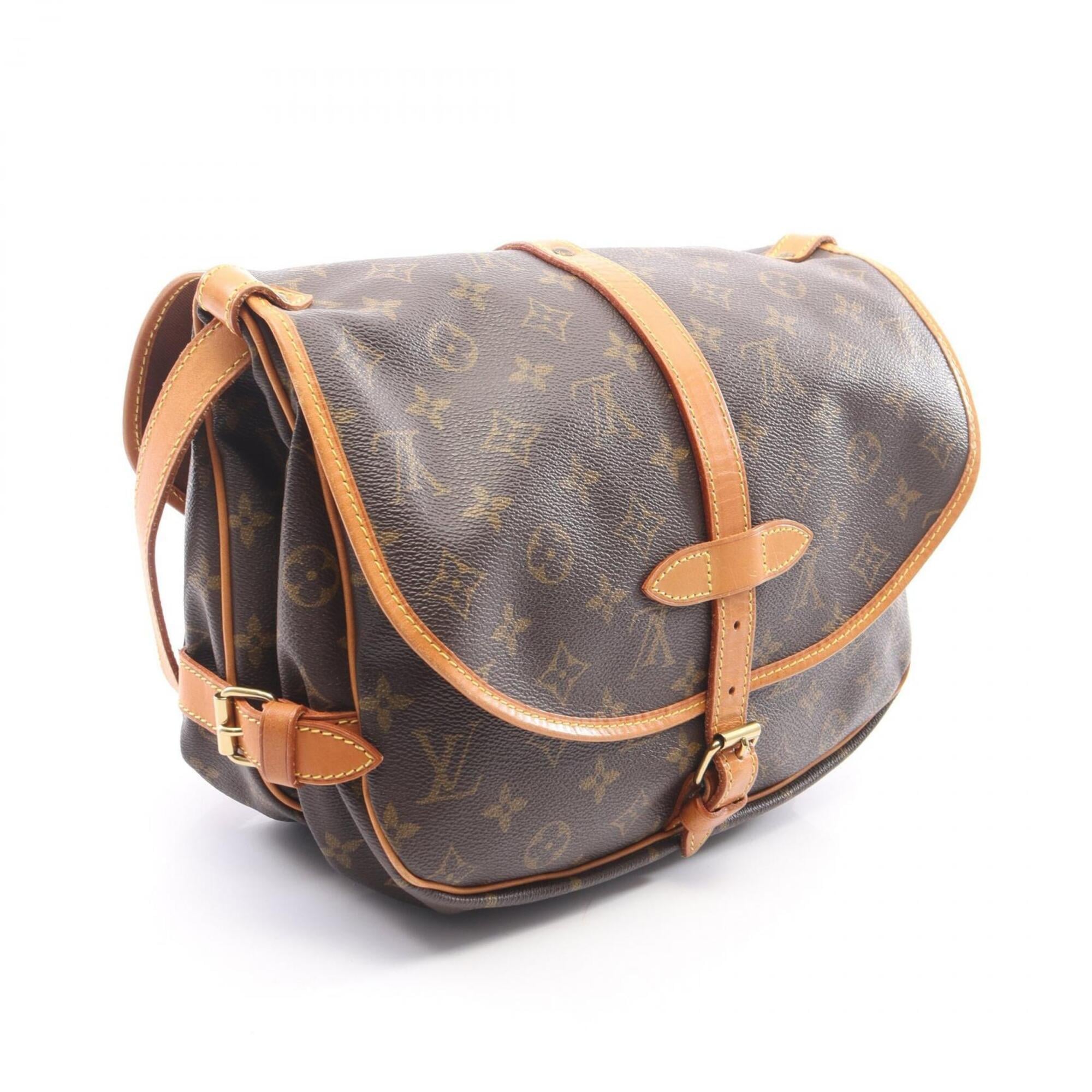 Louis Vuitton Brown Coated Canvas Leather Handbag Shoulder Bag (Pre-Owned)