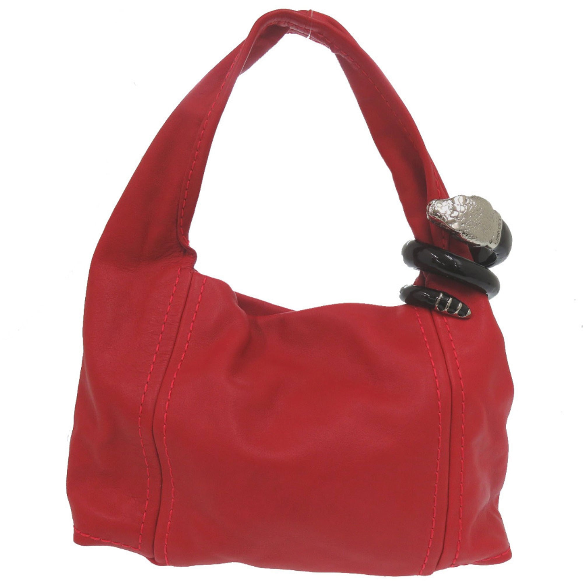 Jimmy Choo Red Color Leather Shoulder Bag (Pre-Owned)