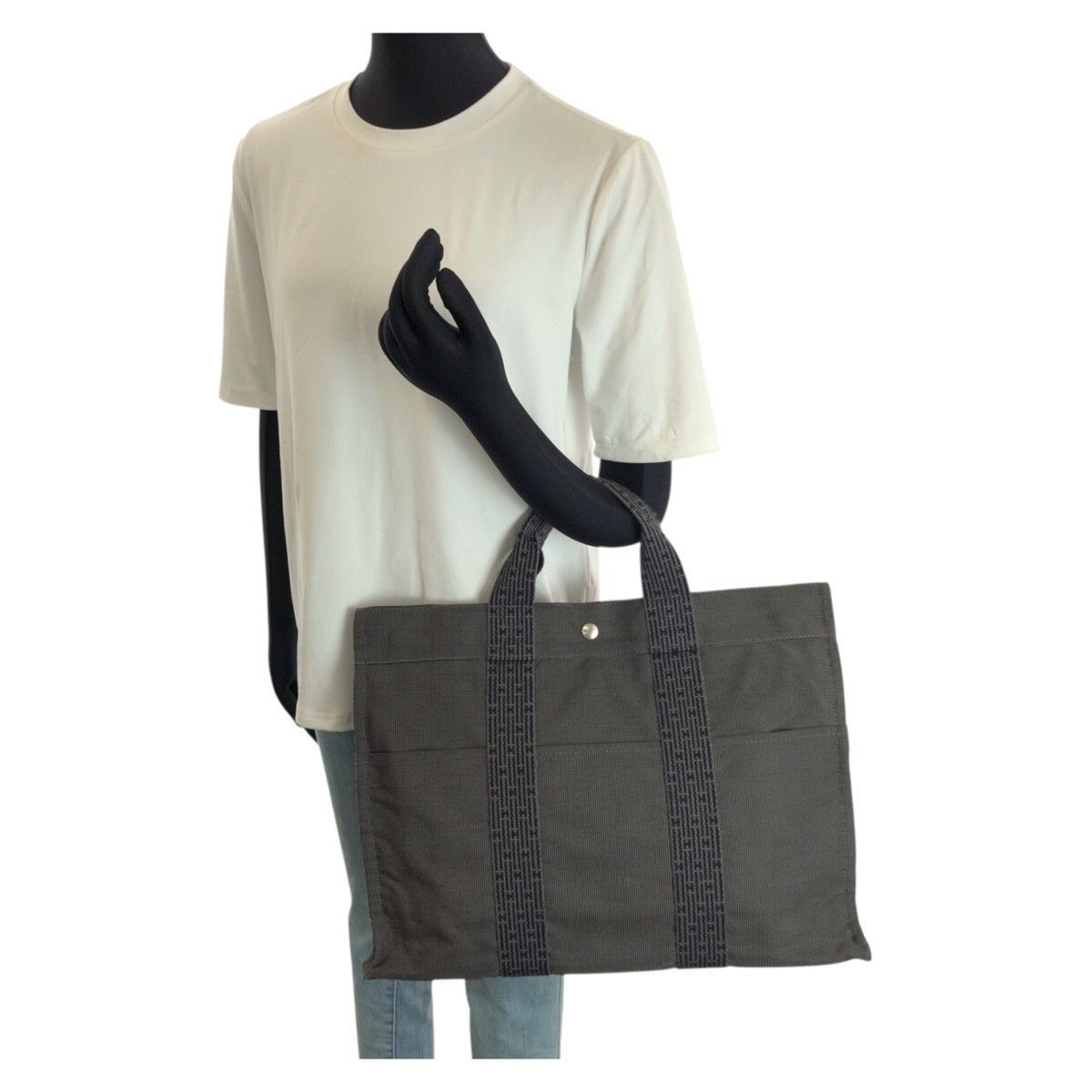 Hermes Gray Polyamide Polyester Handbag Tote Bag (Pre-Owned)