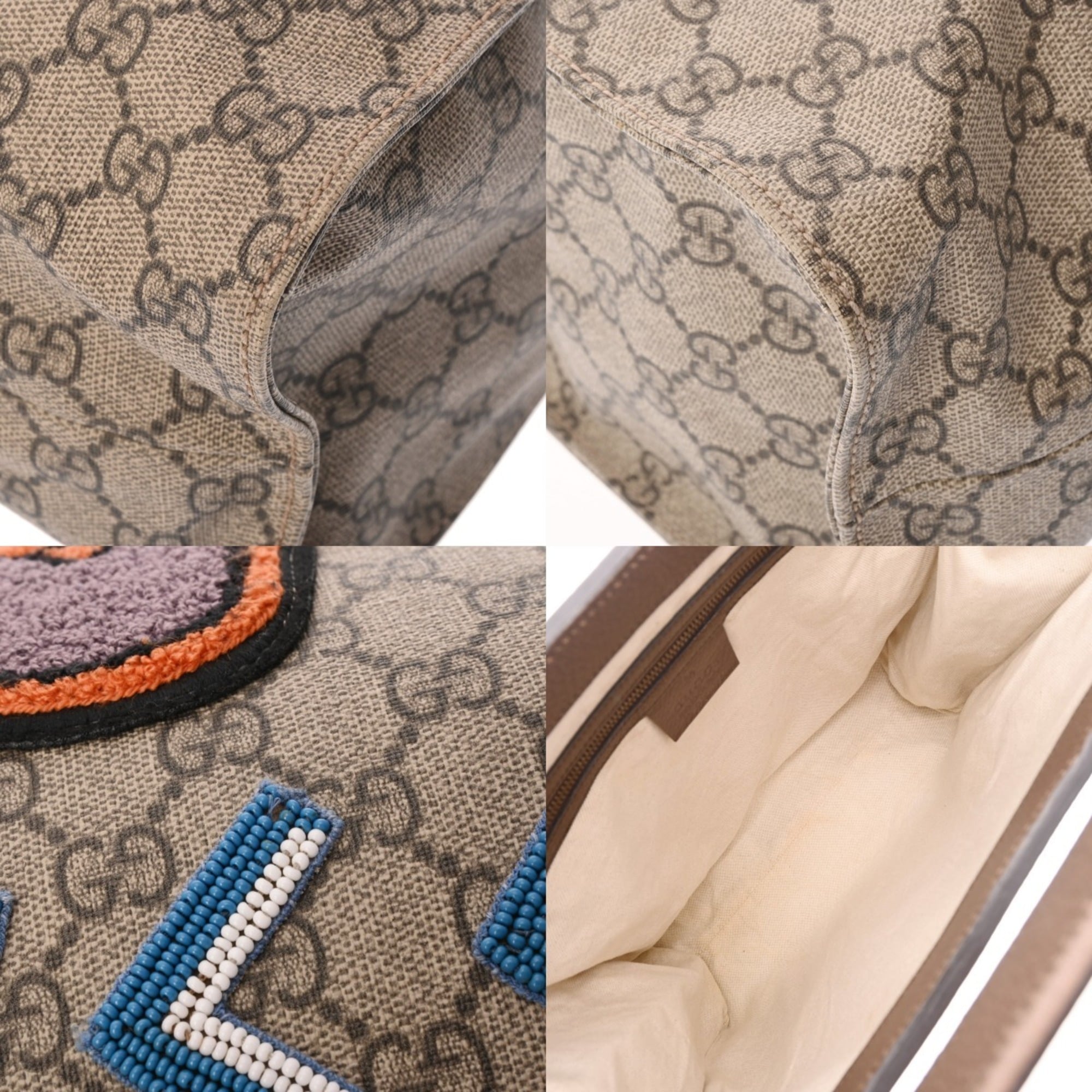 Gucci Beige Brown Gg Supreme Canvas Leather Shoulder Bag Tote Bag (Pre-Owned)
