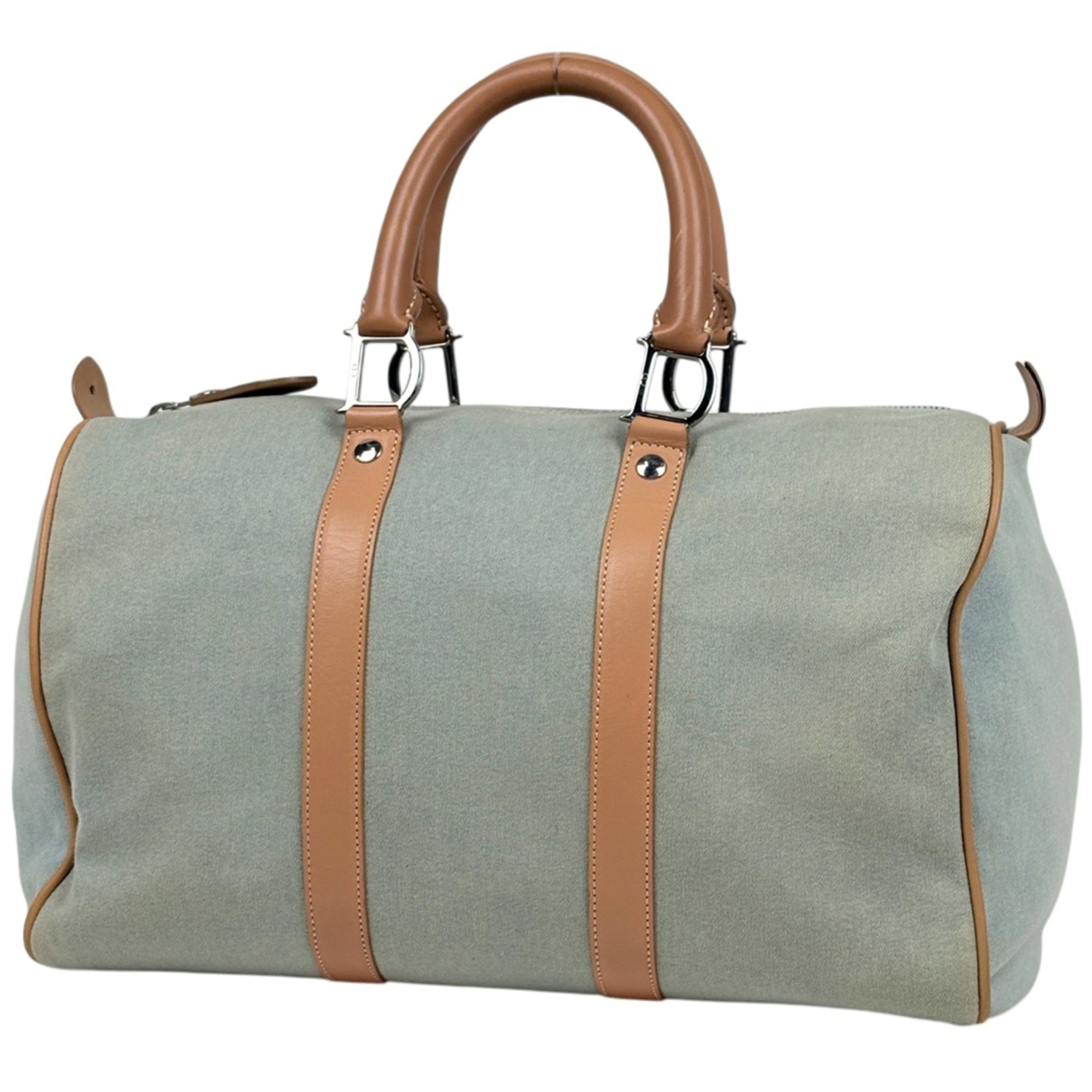 Christian Dior Beige Light Green Canvas Handbag (Pre-Owned)