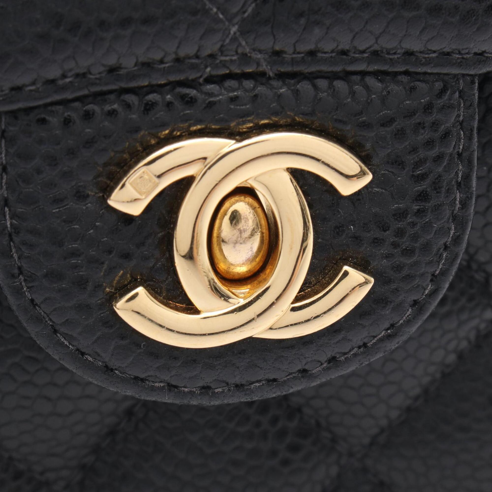 Chanel Black Grained Calfskin Handbag Shoulder Bag (Pre-Owned)