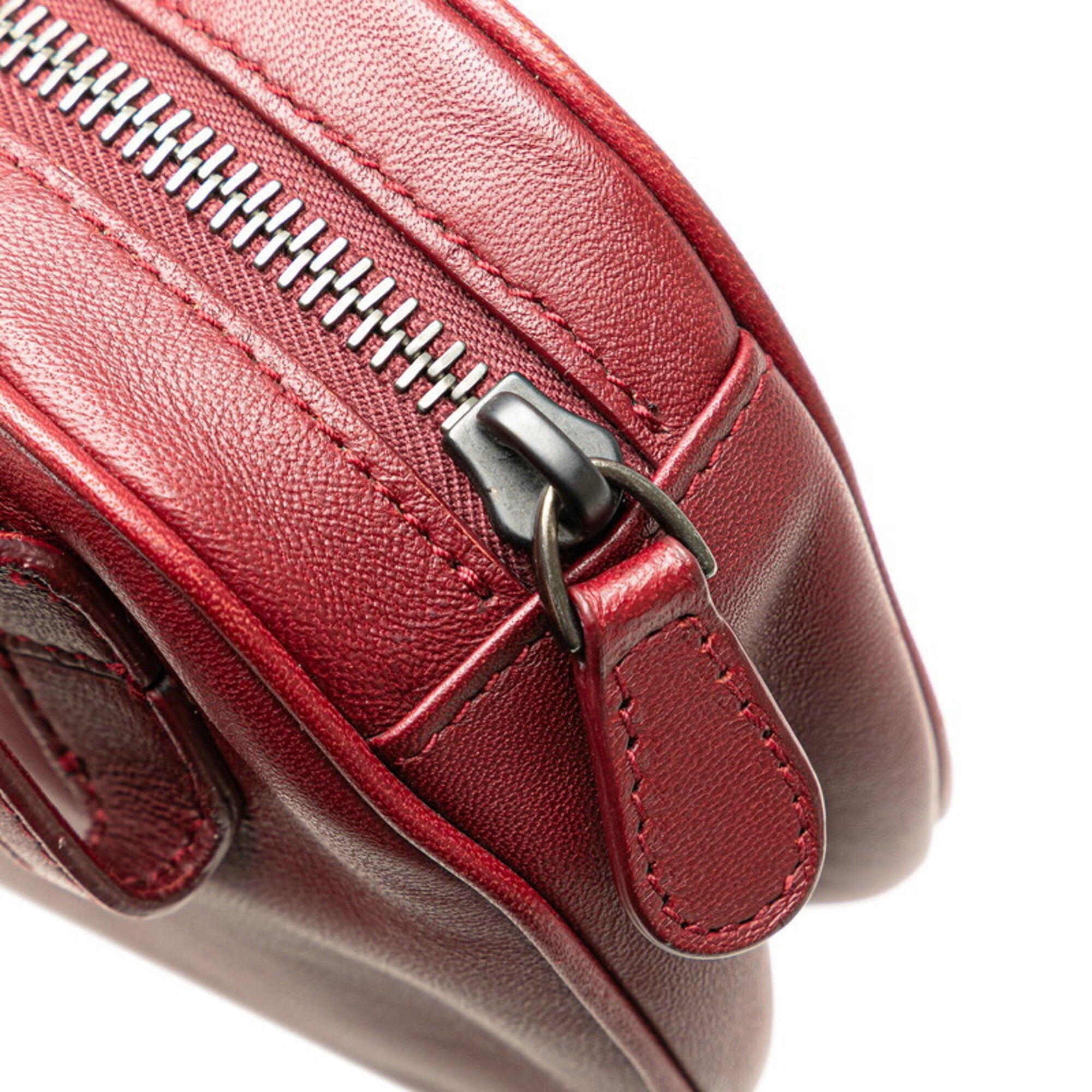 Bottega Veneta Bordeaux Red Color Wine Leather Fanny Pack (Pre-Owned)