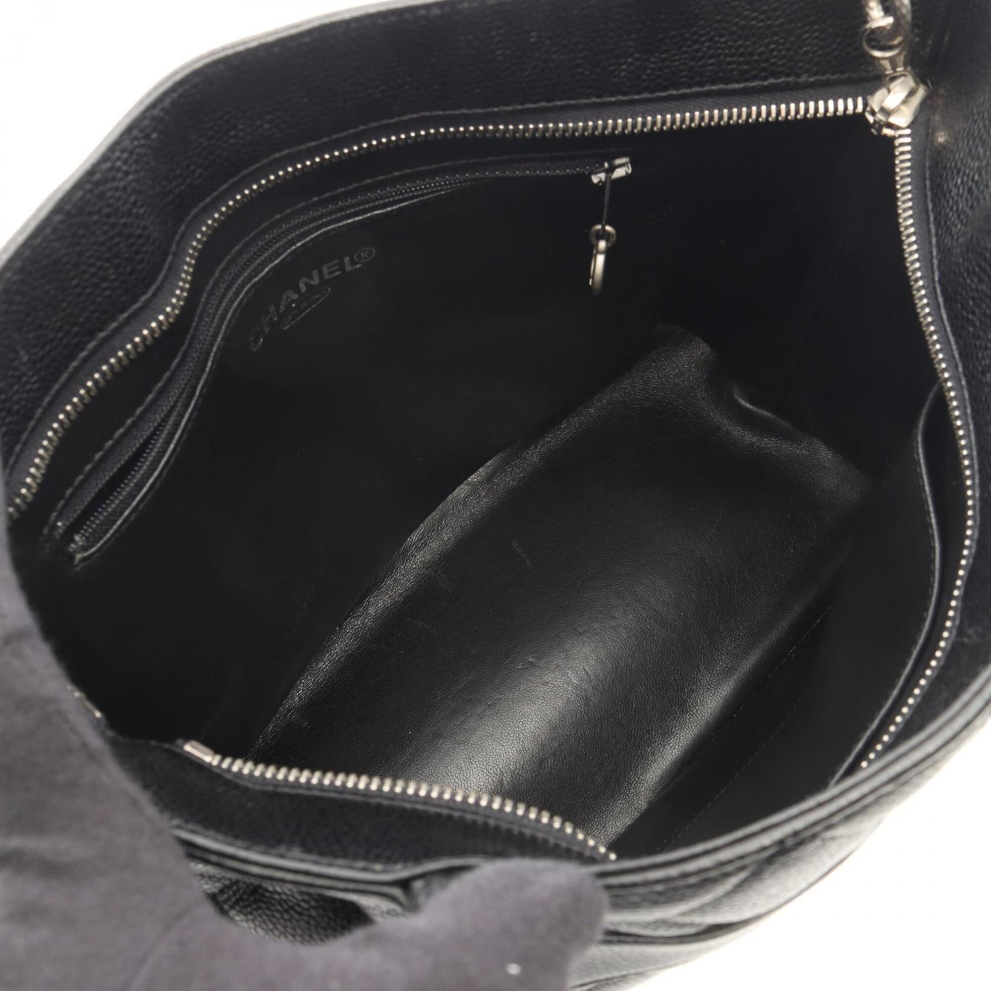 Chanel Black Leather Handbag Tote Bag (Pre-Owned)