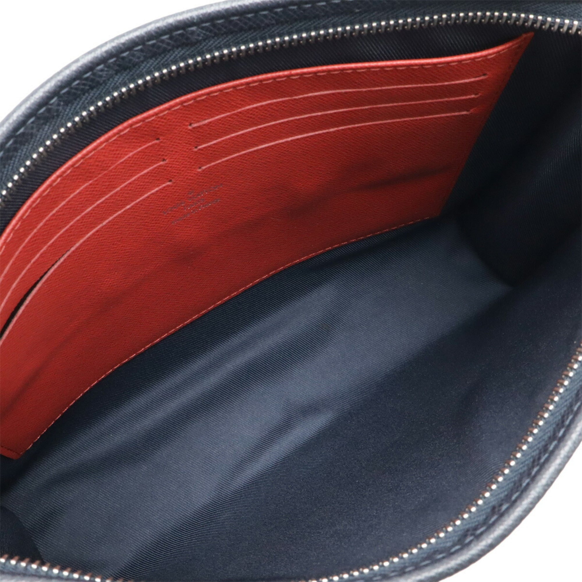 Louis Vuitton Navy Blue Leather Clutch Bag Pochette (Pre-Owned)