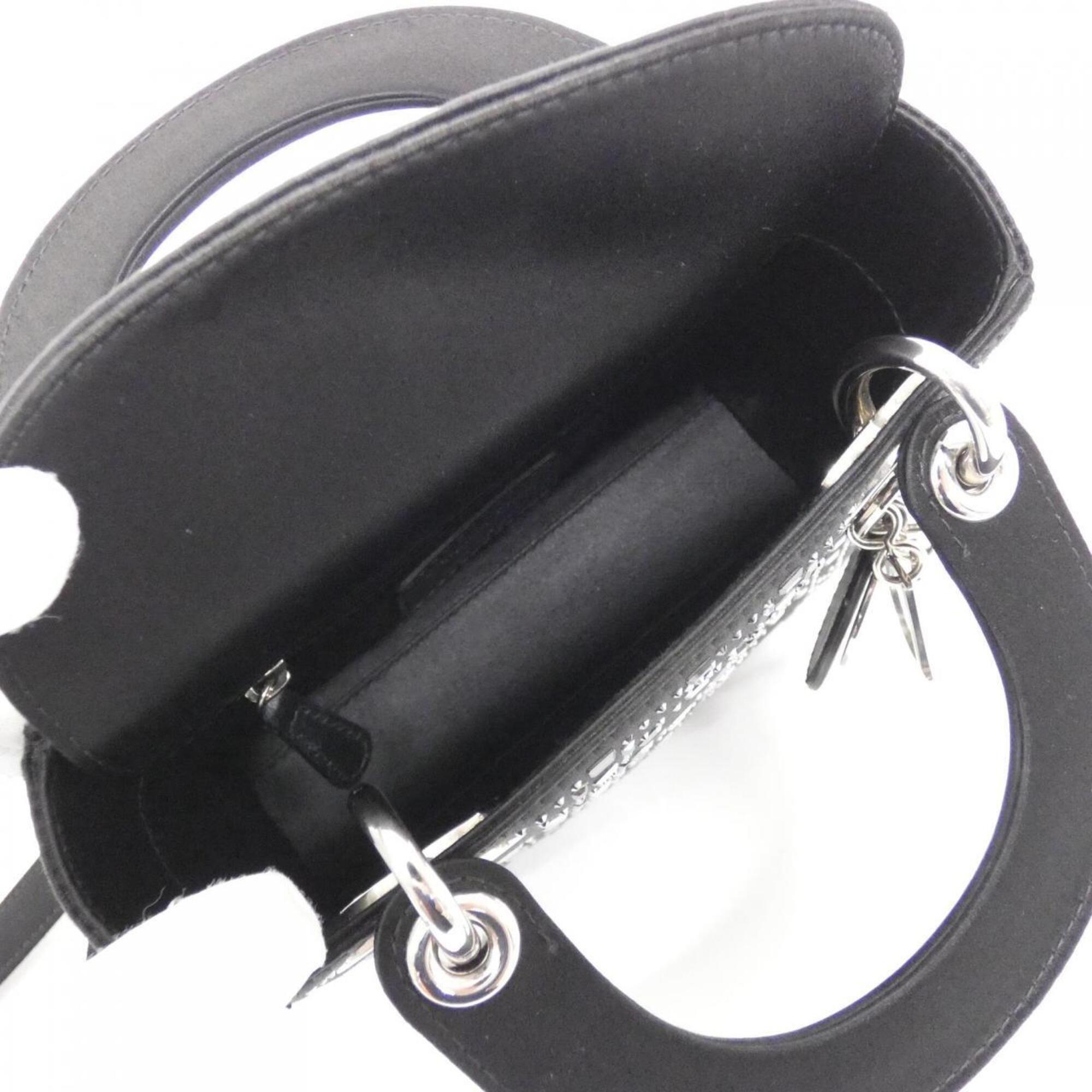 Christian Dior Black White Satin Handbag (Pre-Owned)