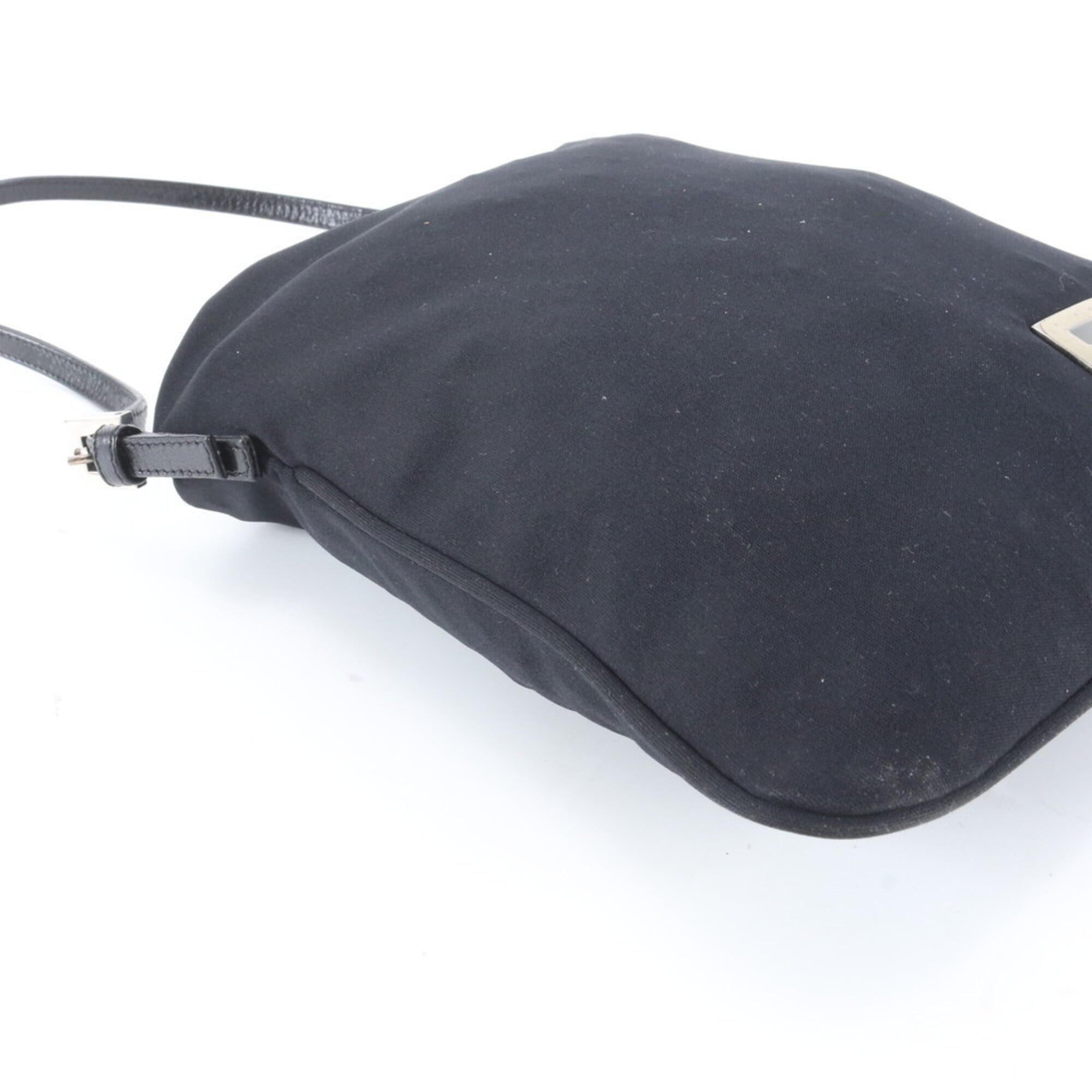 Fendi Black Leather Canvas Handbag Shoulder Bag (Pre-Owned)