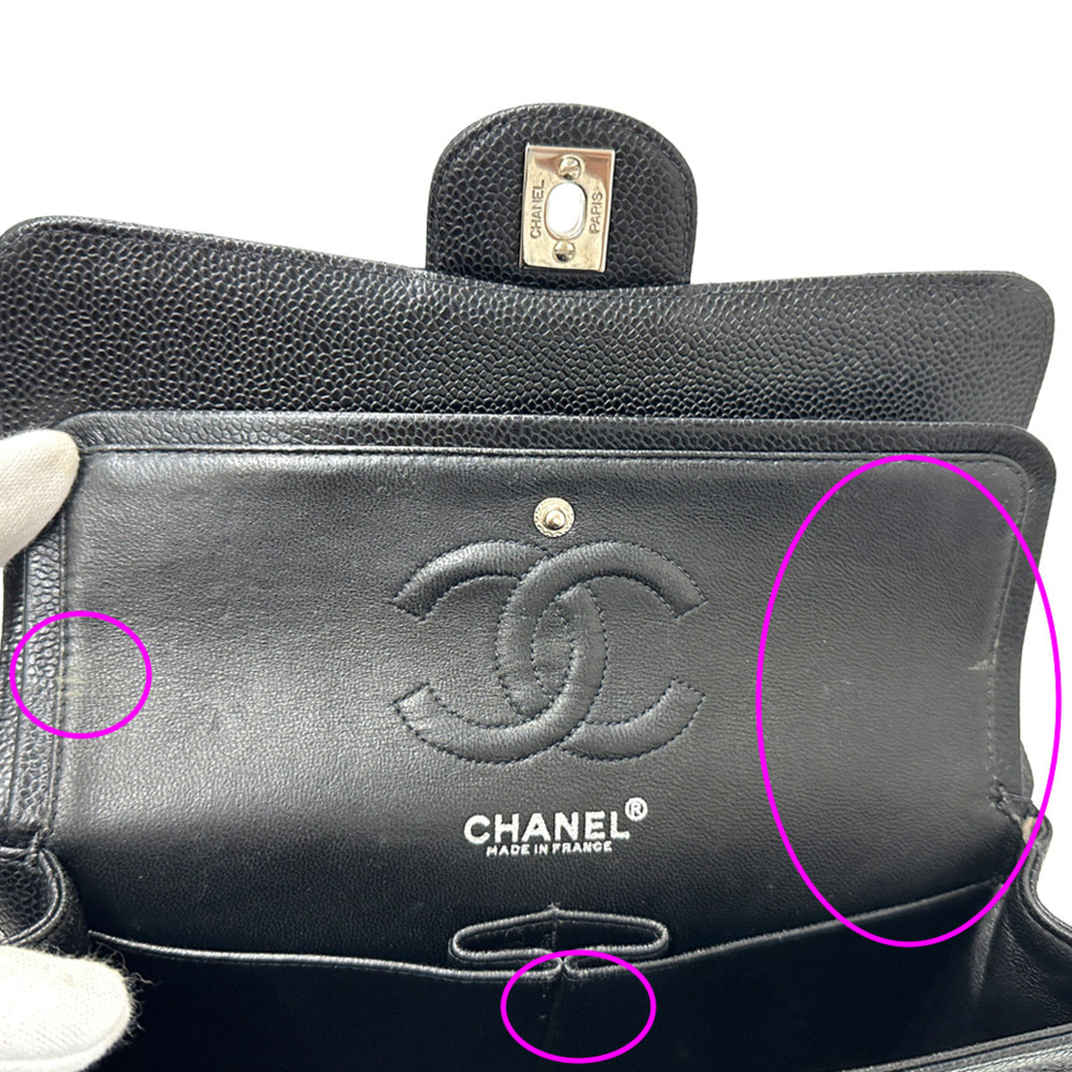 Chanel Black Grained Calfskin Handbag Shoulder Bag (Pre-Owned)