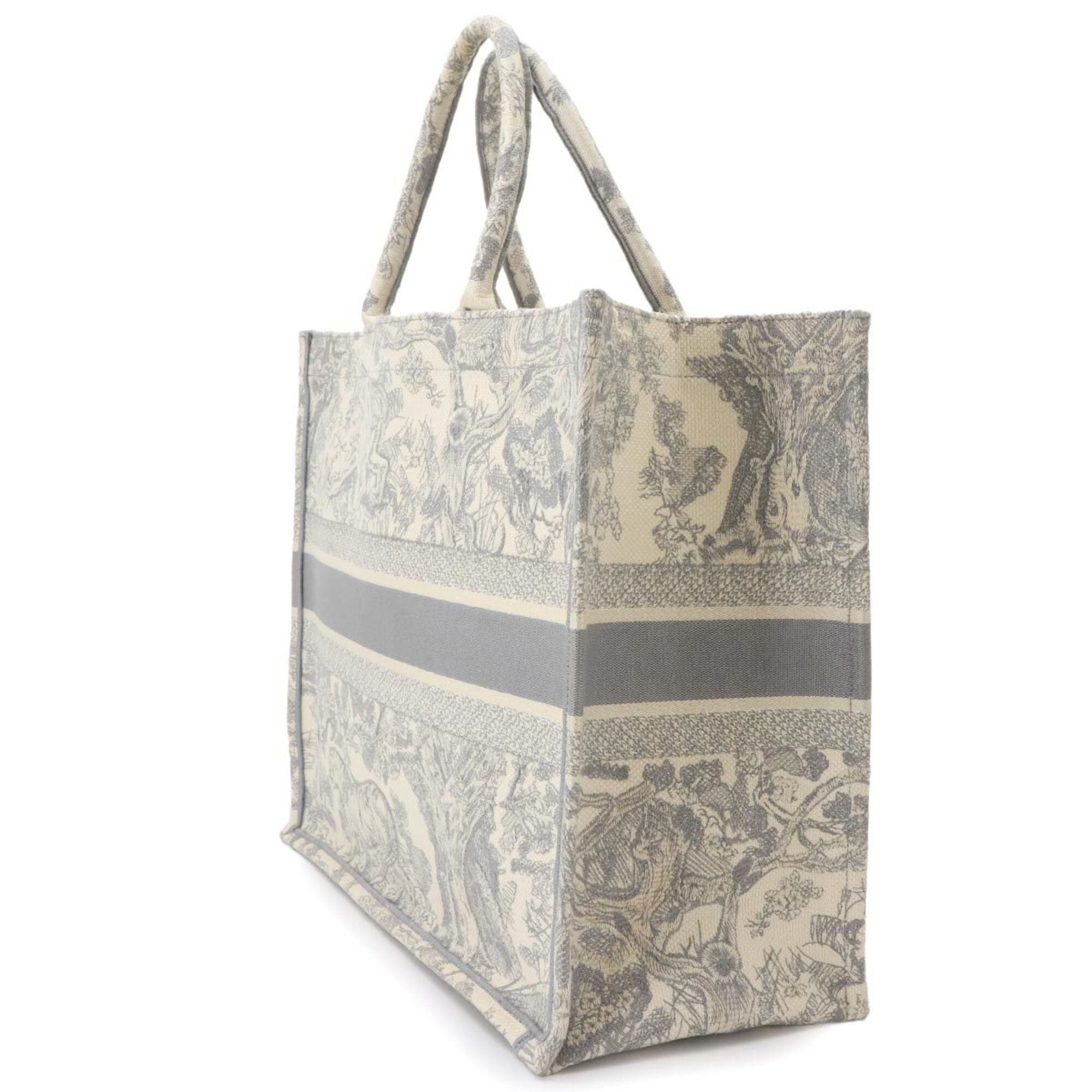 Christian Dior Gray White Canvas Handbag Tote Bag (Pre-Owned)