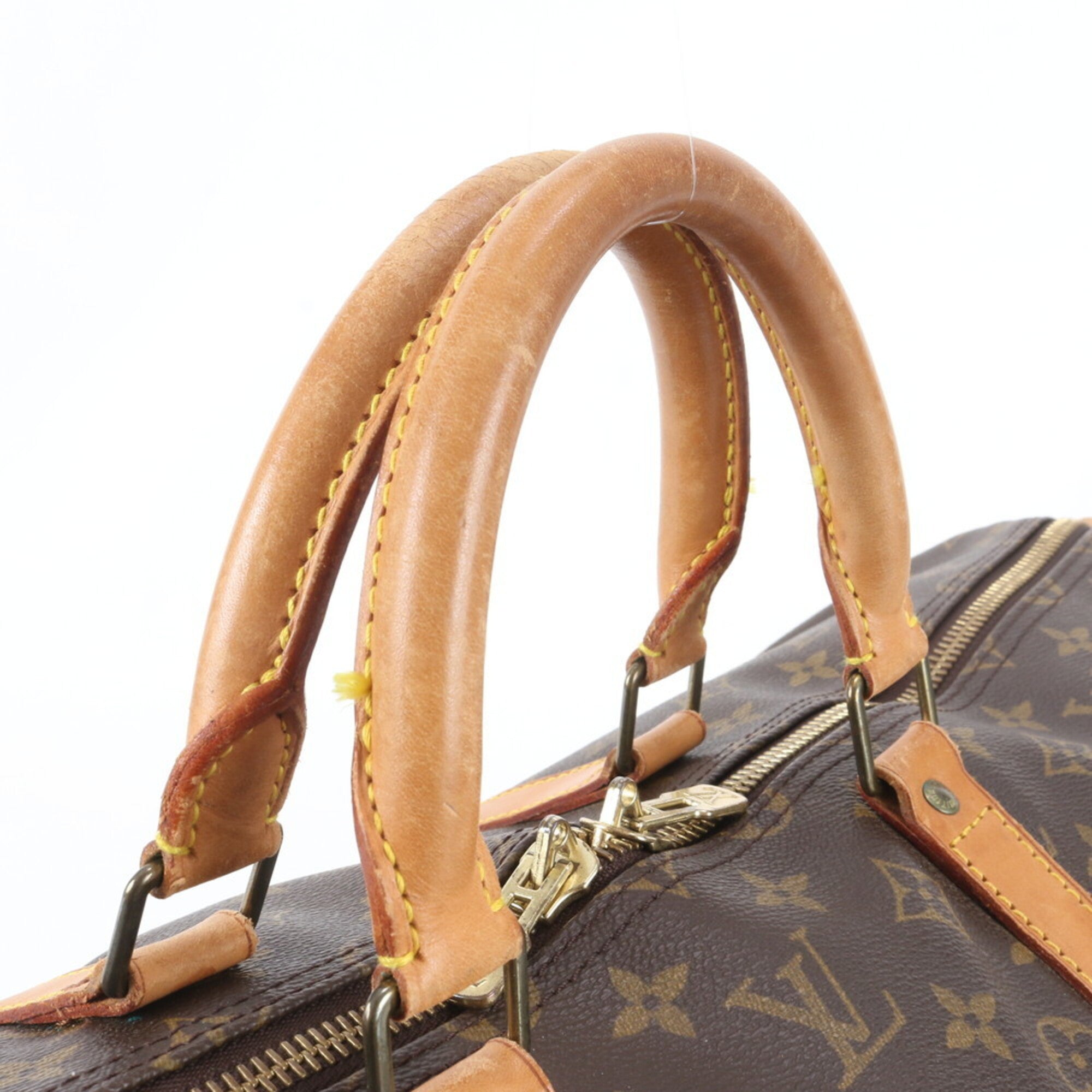 Louis Vuitton Brown Leather Coated Canvas Boston Bag Tote Bag (Pre-Owned)