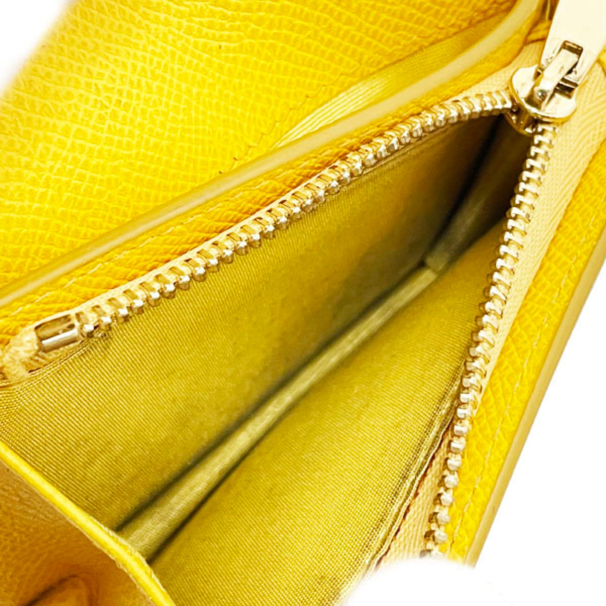 Salvatore Ferragamo Vara Yellow Leather Wallet (Bi-Fold) (Pre-Owned)