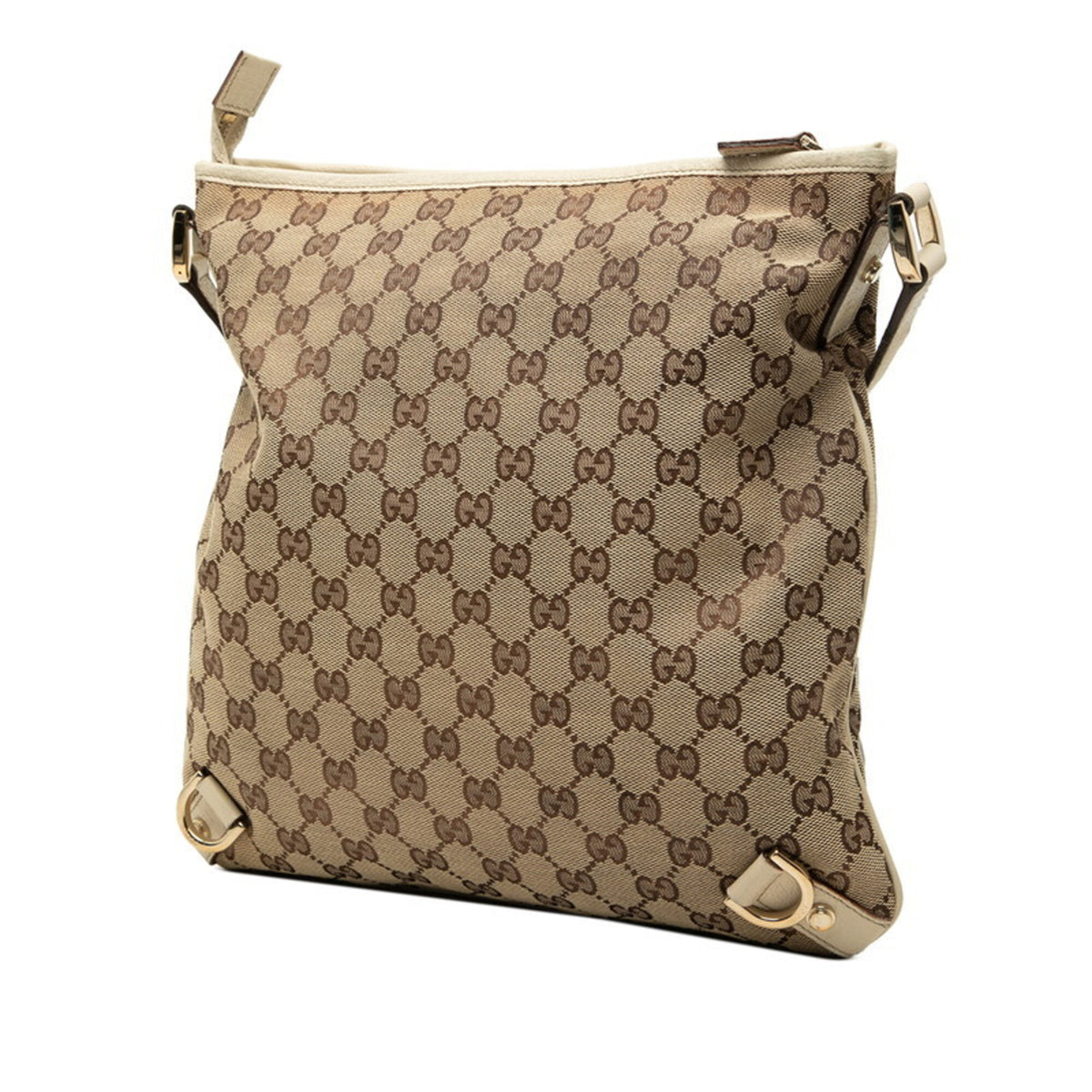 Gucci Beige Black Ivory Leather Shoulder Bag (Pre-Owned)