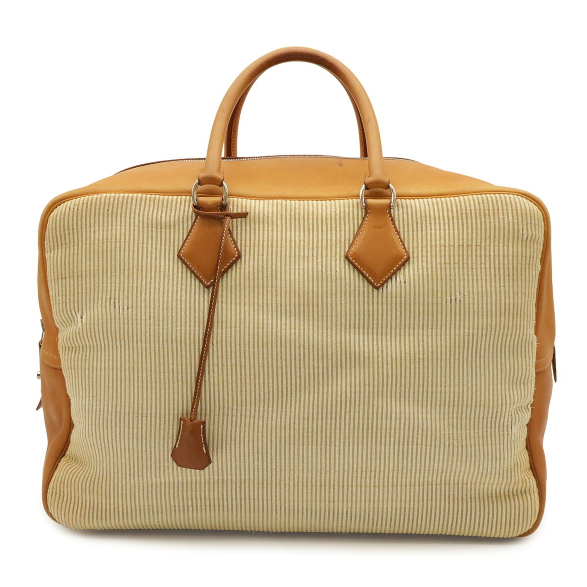 Hermes Light Brown Natural Crinoline Leather Boston Bag (Pre-Owned)