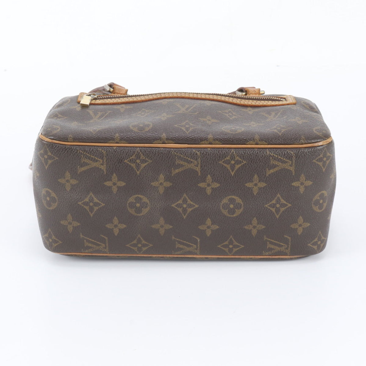 Louis Vuitton Brown Leather Coated Canvas Handbag Shoulder Bag Tote Bag (Pre-Owned)