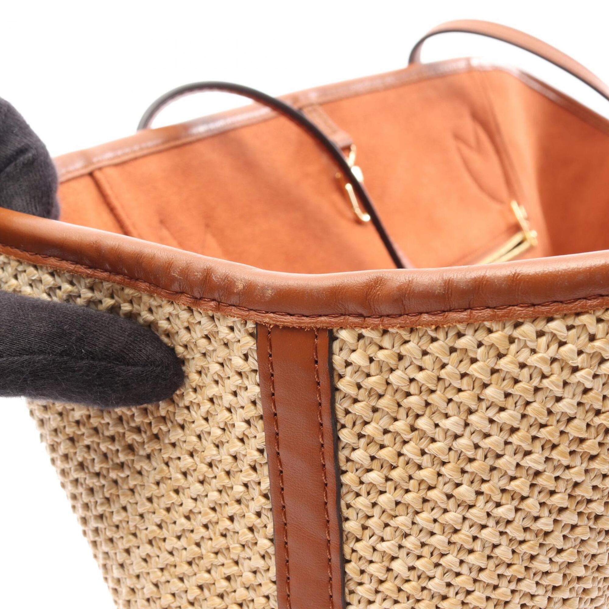 Louis Vuitton Beige Brown Knit Raffia Handbag Pouch Tote Bag (Pre-Owned)