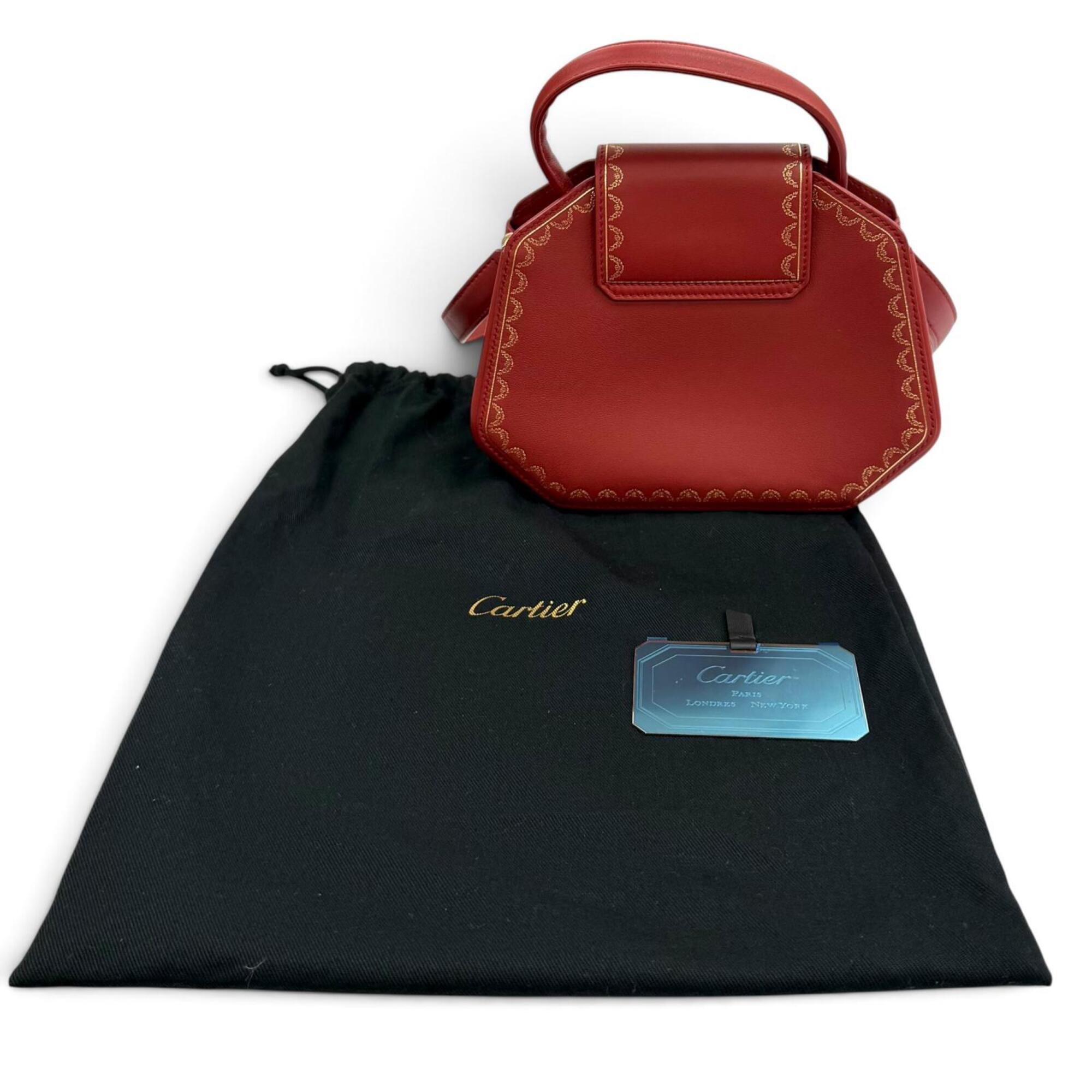 Cartier Red Color Leather Shoulder Bag (Pre-Owned)