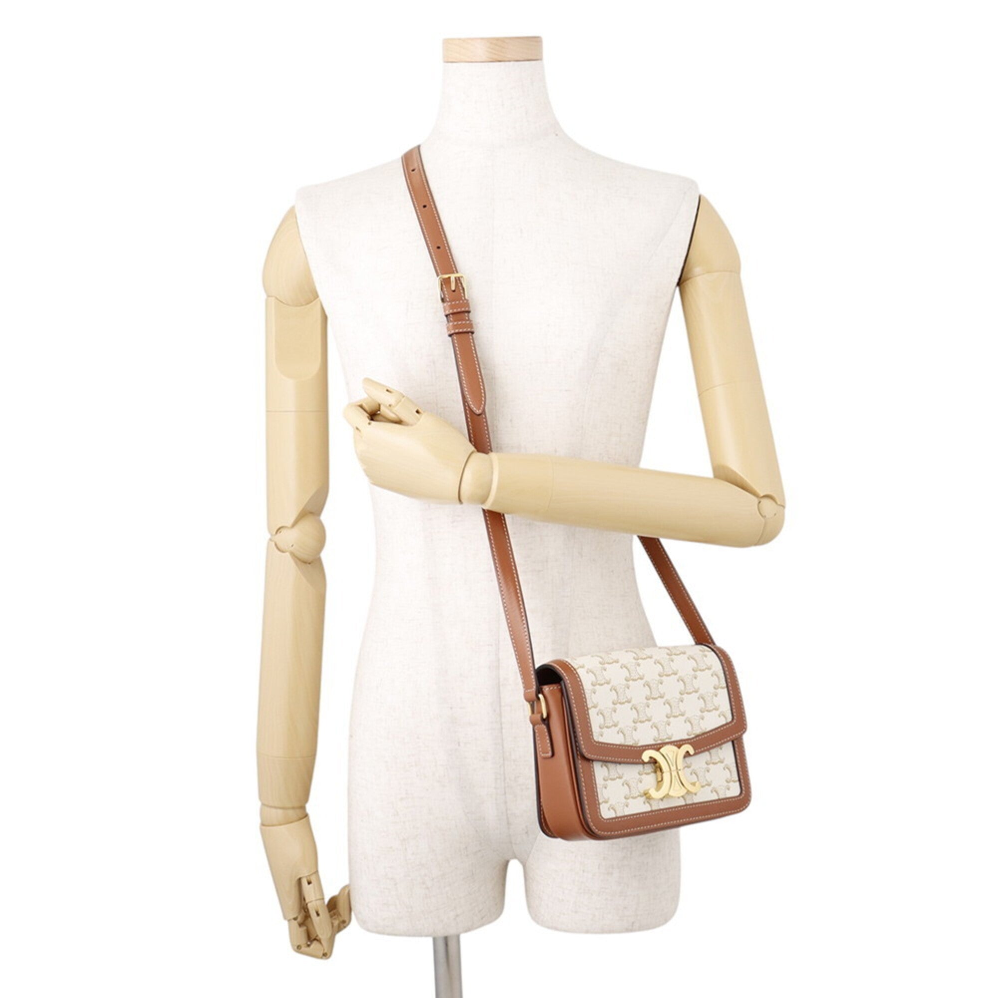 Celine Brown Ivory Pvc Leather Handbag Shoulder Bag (Pre-Owned)
