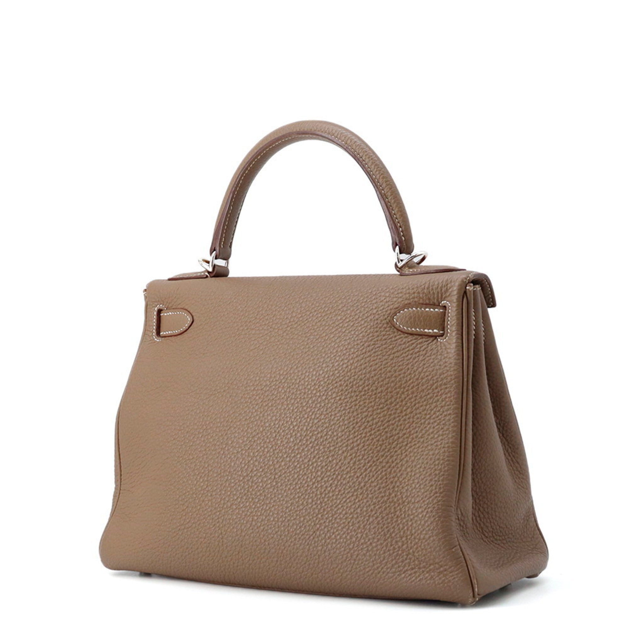 Hermes Kelly Etoupe Gray Togo Leather Handbag (Pre-Owned)