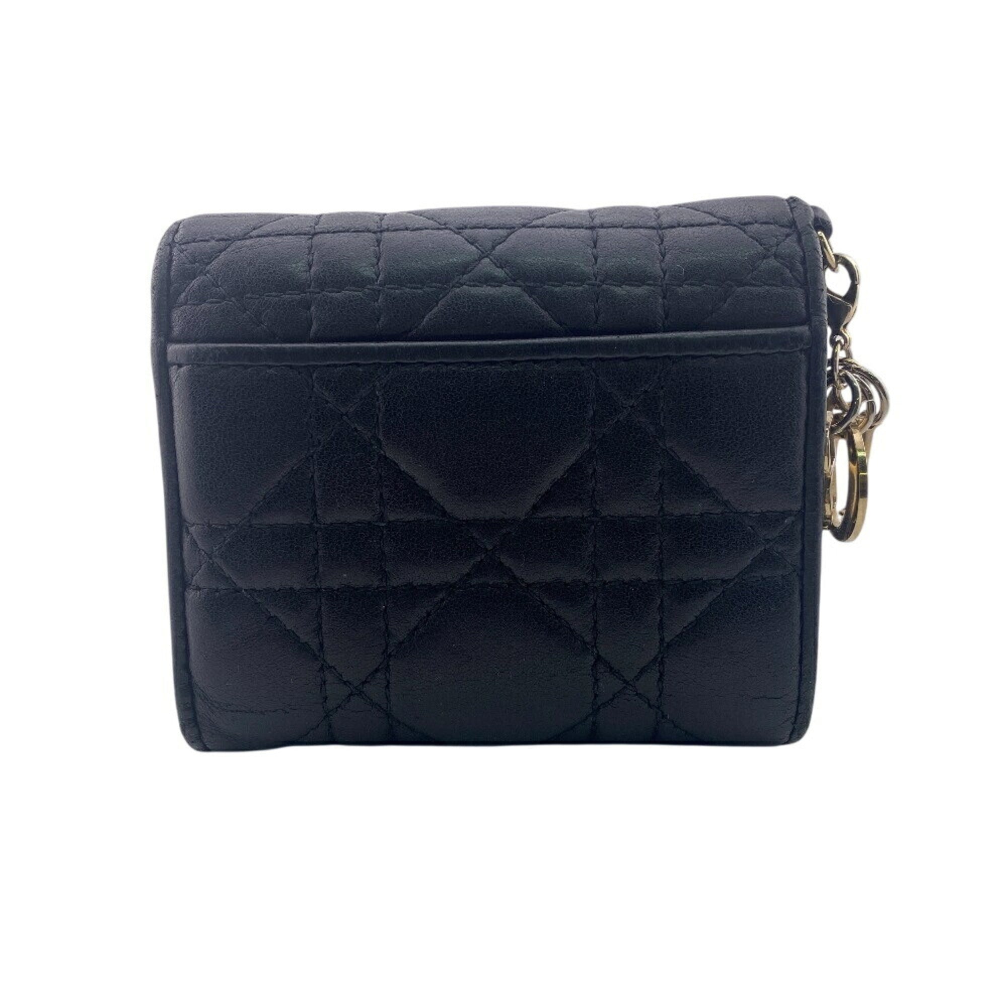 Christian Dior Black Leather Wallet (Tri-Fold) (Pre-Owned)