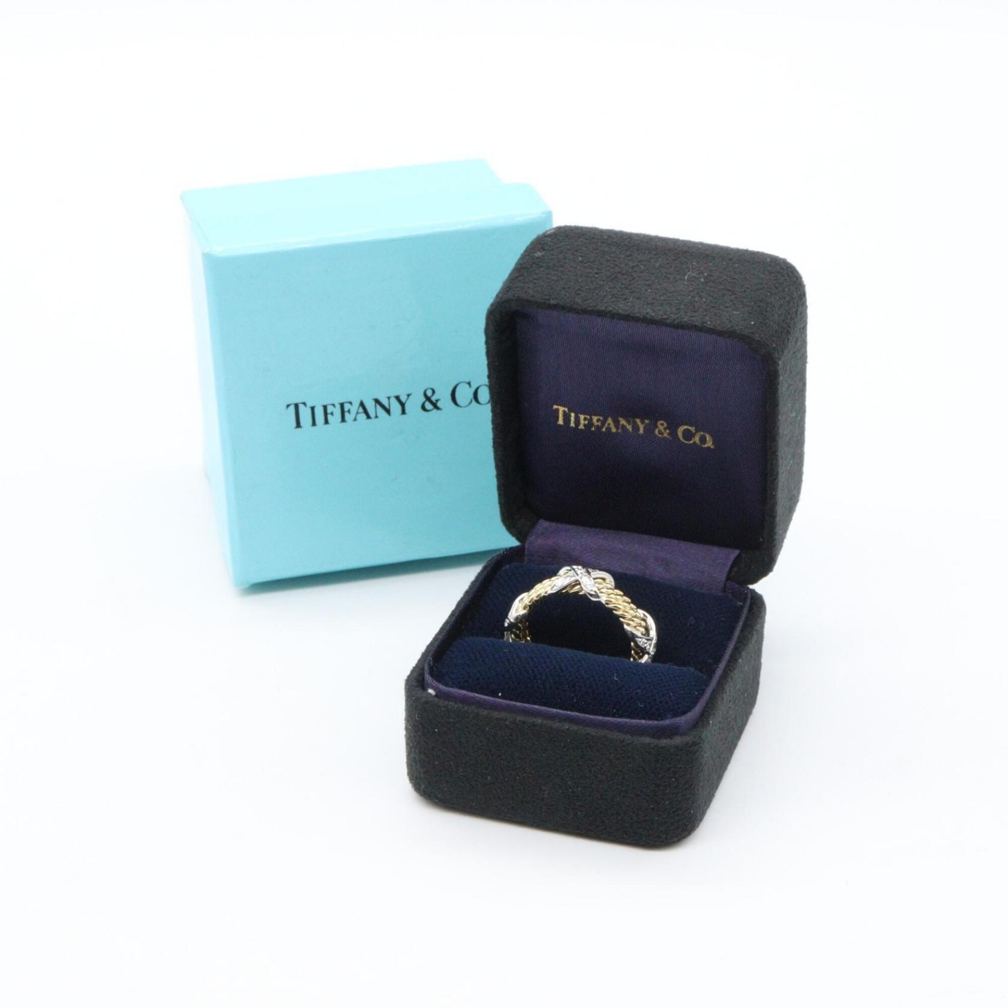 Tiffany Gold Silver Clear Yellow Gold (18K) Platinum 950 Band Ring (Pre-Owned)