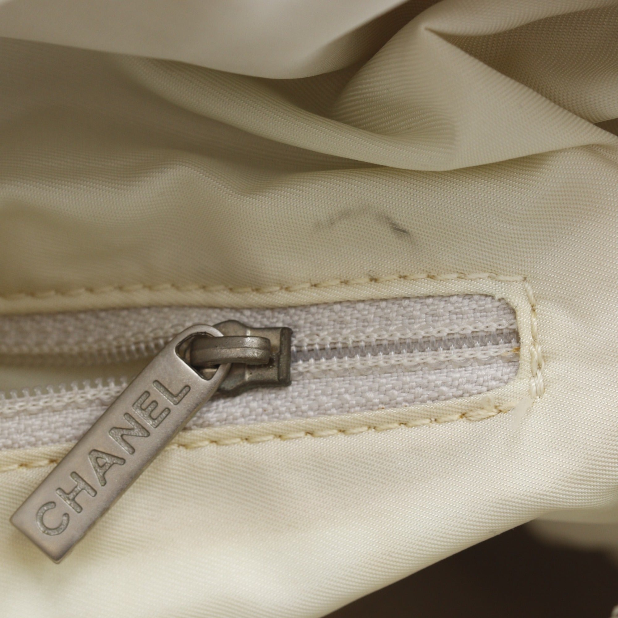 Chanel New Travel Line Beige Nylon Canvas Boston Bag Weekend Bag (Pre-Owned)