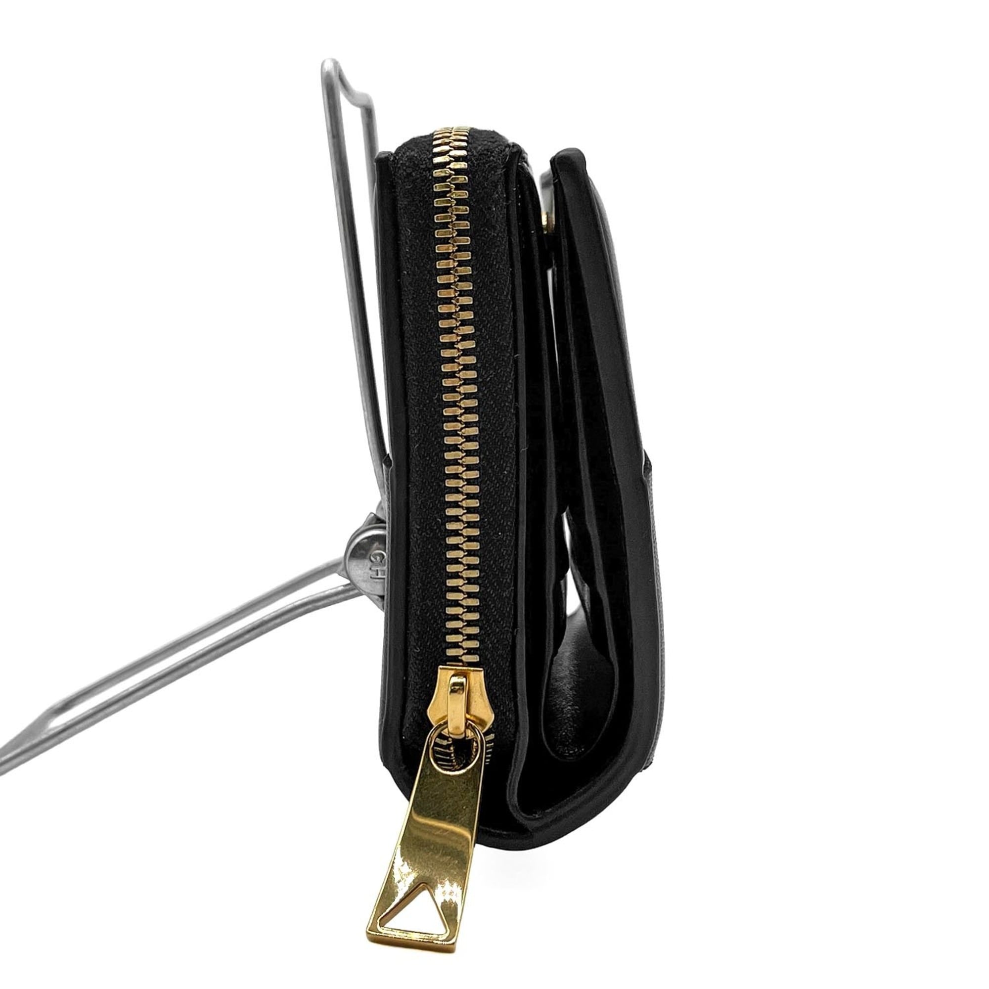 Bottega Veneta Gold Black Leather Wallet (Bi-Fold) (Pre-Owned)