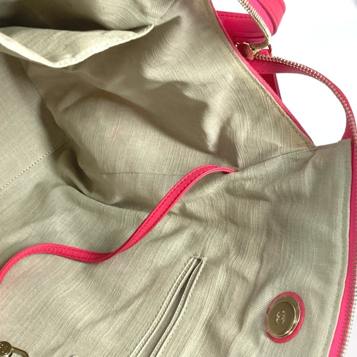 Chanel Pink Canvas Boston Bag Handbag Shoulder Bag (Pre-Owned)