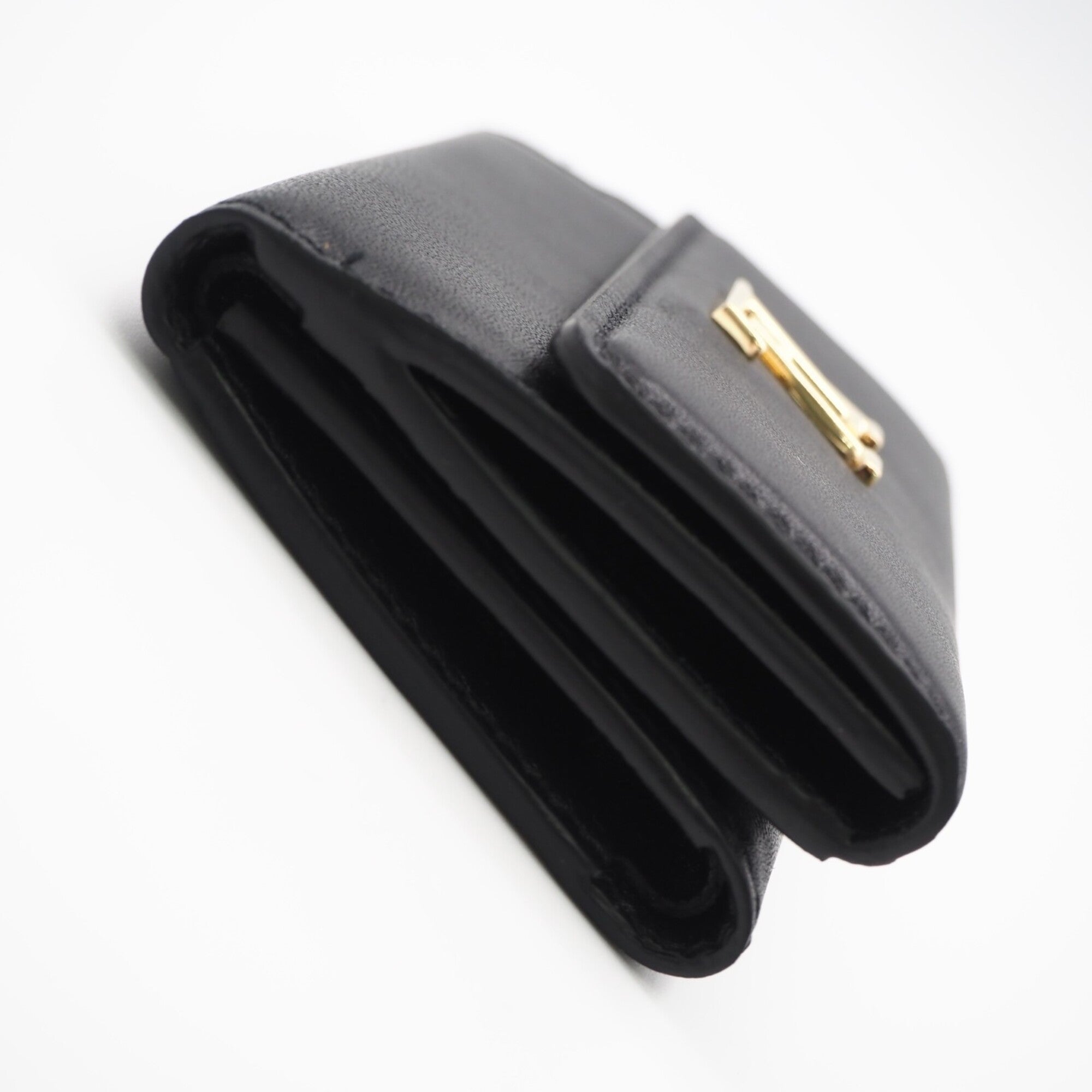 Louis Vuitton Black Leather Wallet (Tri-Fold) (Pre-Owned)