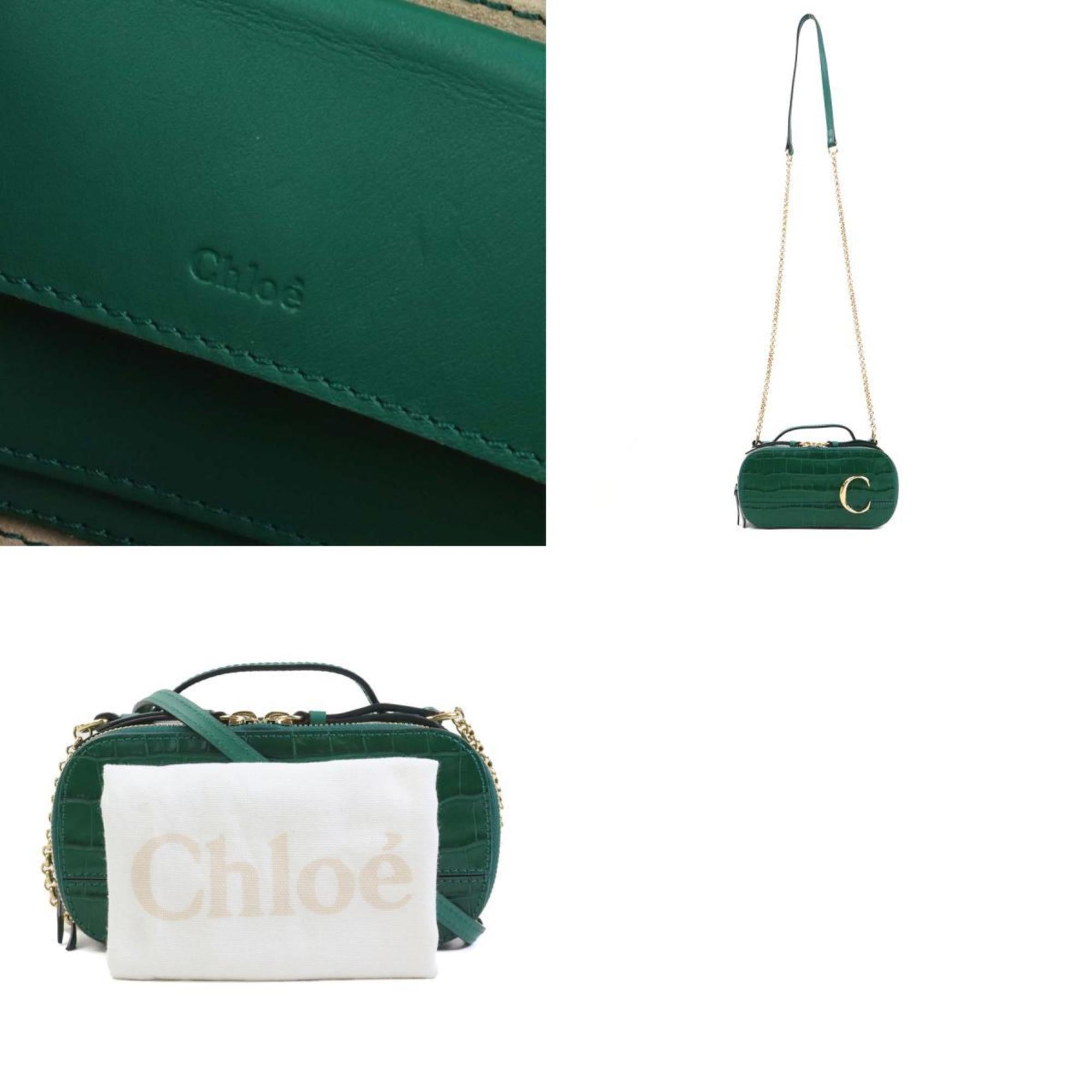 Chloé Green Leather Shoulder Bag (Pre-Owned)