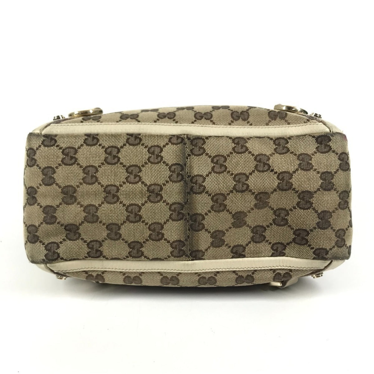 Gucci Gg Canvas Beige Ivory Gg Canvas Leather Shoulder Bag Tote Bag (Pre-Owned)
