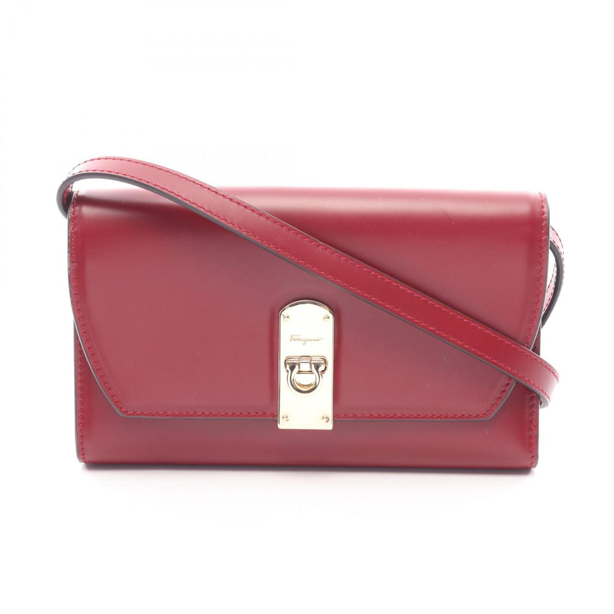 Salvatore Ferragamo Red Color Leather Shoulder Bag (Pre-Owned)