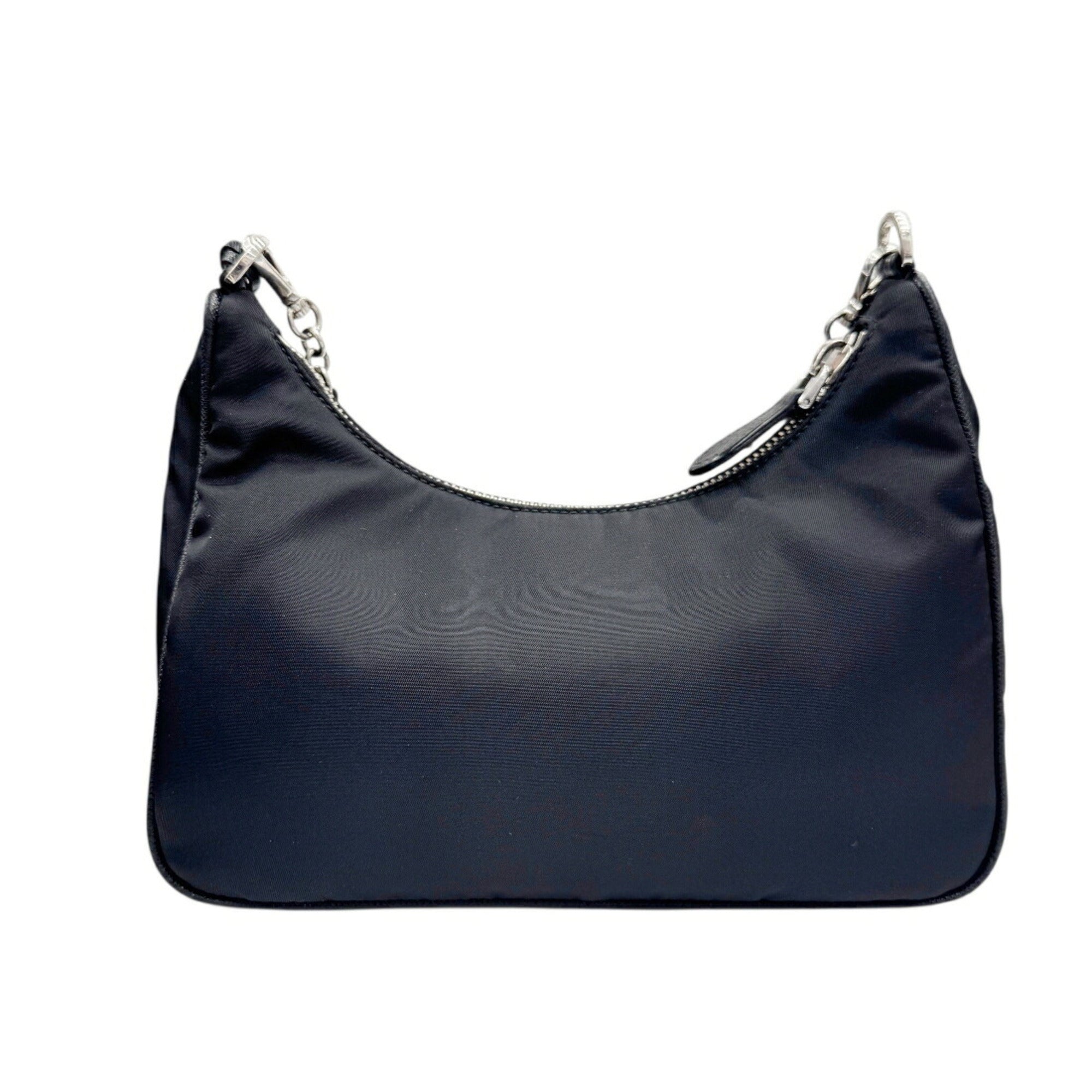 Prada Black Nylon Leather Handbag Pouch Shoulder Bag (Pre-Owned)