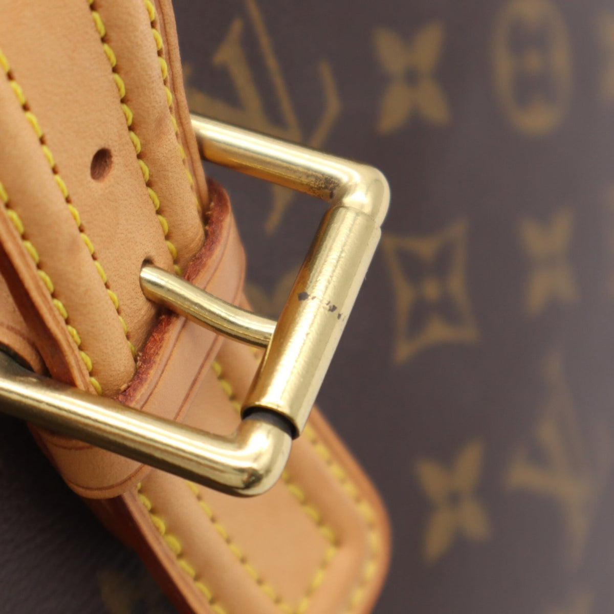 Louis Vuitton Beige Brown Coated Canvas Leather Handbag (Pre-Owned)