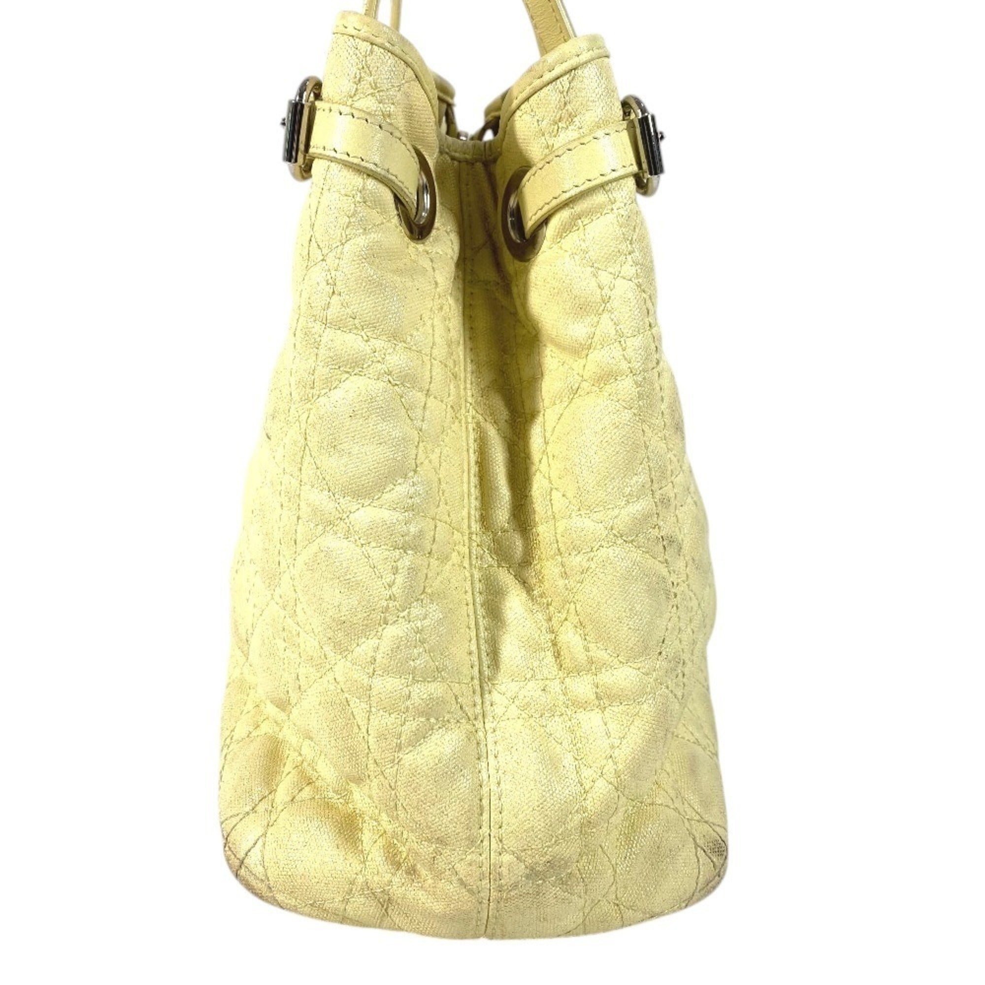 Christian Dior Yellow Leather Coated Canvas Shoulder Bag Tote Bag (Pre-Owned)